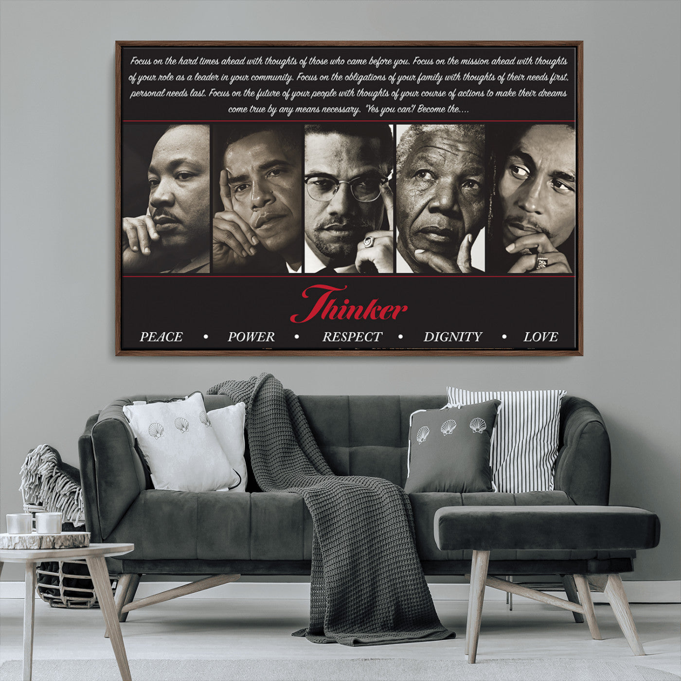 MGV-FC-36X24 - Thinkers of Wall Art Canvas Print - Inspirational Wall Art Featuring Icons of Peace, Power, and