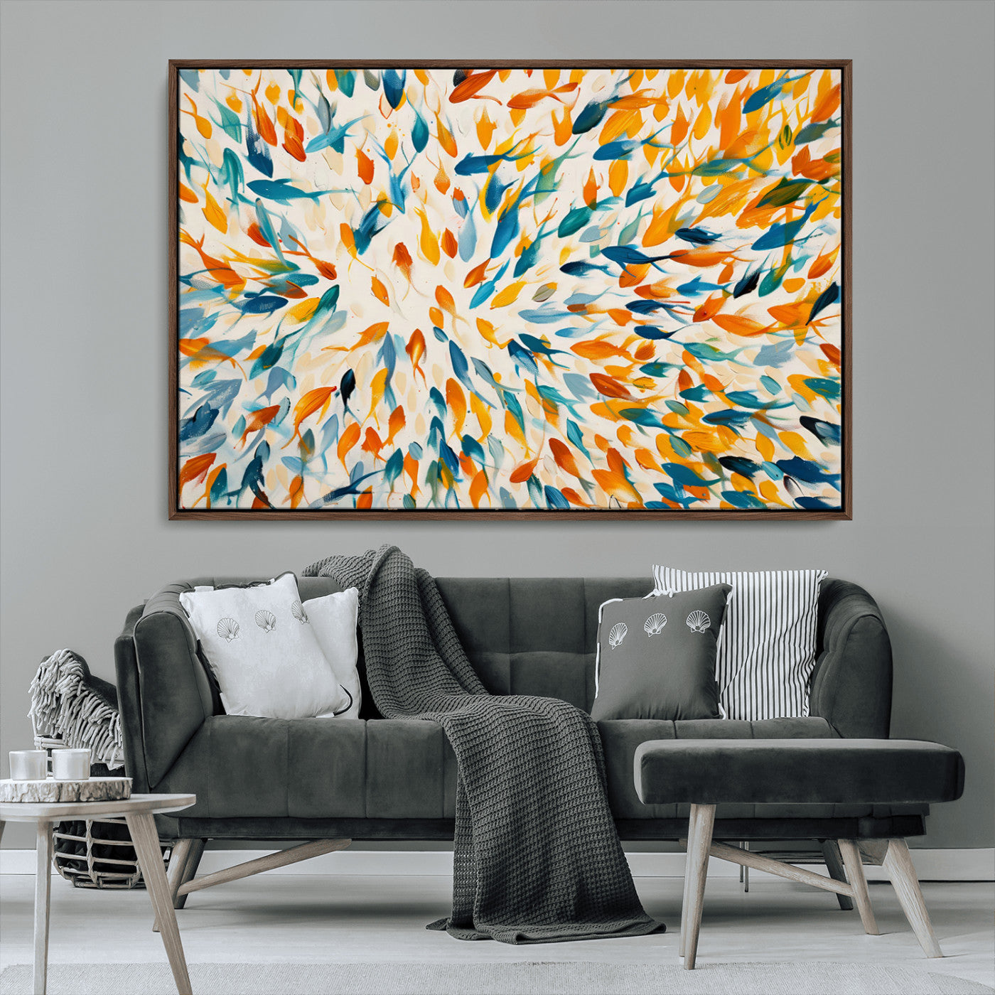 -Colorful Fish Wall Art Print – Abstract Ocean-Inspired Wall Art for Modern Spaces | Framed Canvas,