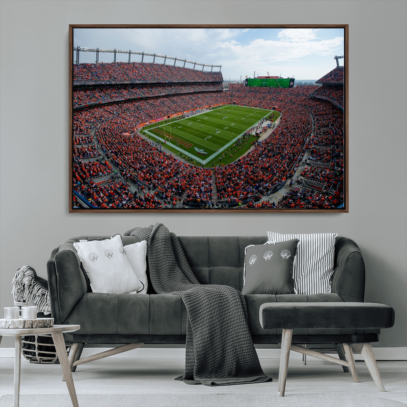 MGV-FC-36X24 - Denver Broncos Football Team Print - Empower Field Mile High Stadium Wall Art Canvas Print