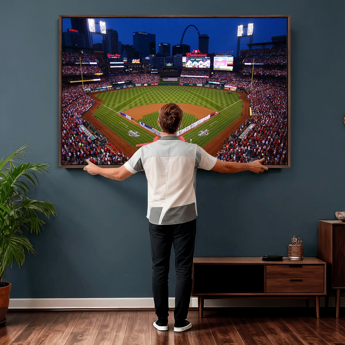 11925-MGV-CV-36X24 - St. Louis Cardinals Baseball Team Print, Busch Stadium Wall Art