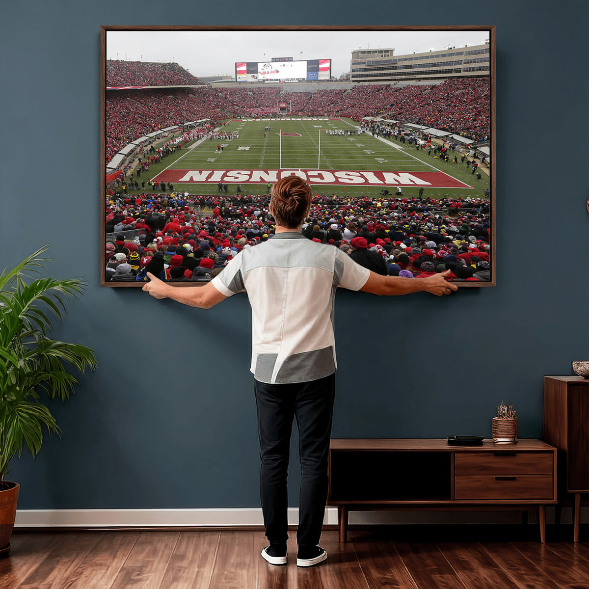 23461-MGV-CV-36X24 - Wisconsin Badgers Team Print Canvas, Madison Camp Randall Stadium Wall Art