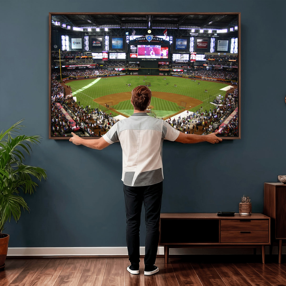 91630-MGV-CV-36X24 - Arizona Diamondbacks Baseball Team Print, Phoenix Chase Field Baseball Stadium Wall Art