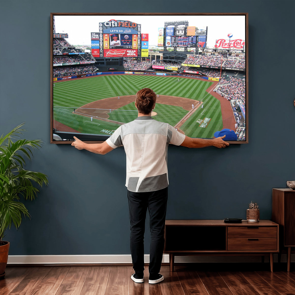 64829-MGV-CV-36X24 - New York Mets Baseball Team Print, Citi Field Baseball Stadium Wall Art