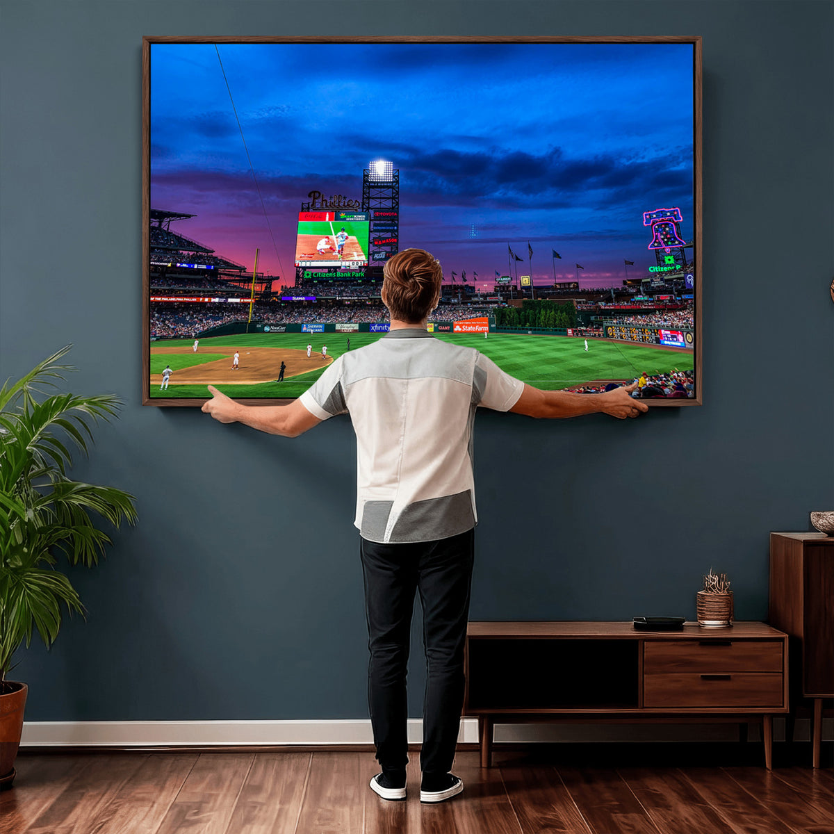 20427-MGV-CV-36X24 - Philadelphia Phillies Baseball Team Print, Citizens Bank Park, Extra Large Game Room Wall Decor