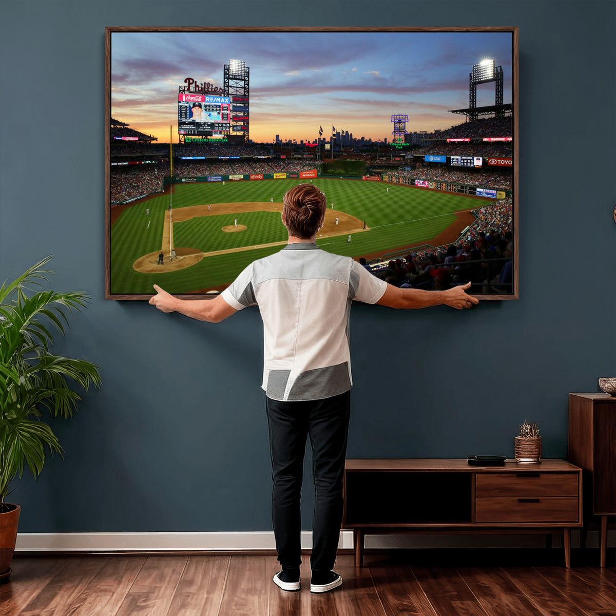 13778-MGV-CV-36X24 - Citizens Bank Park Philadelphia Phillies Wall Art Canvas | 3-Panel Canvas Print of Phillies Stadium