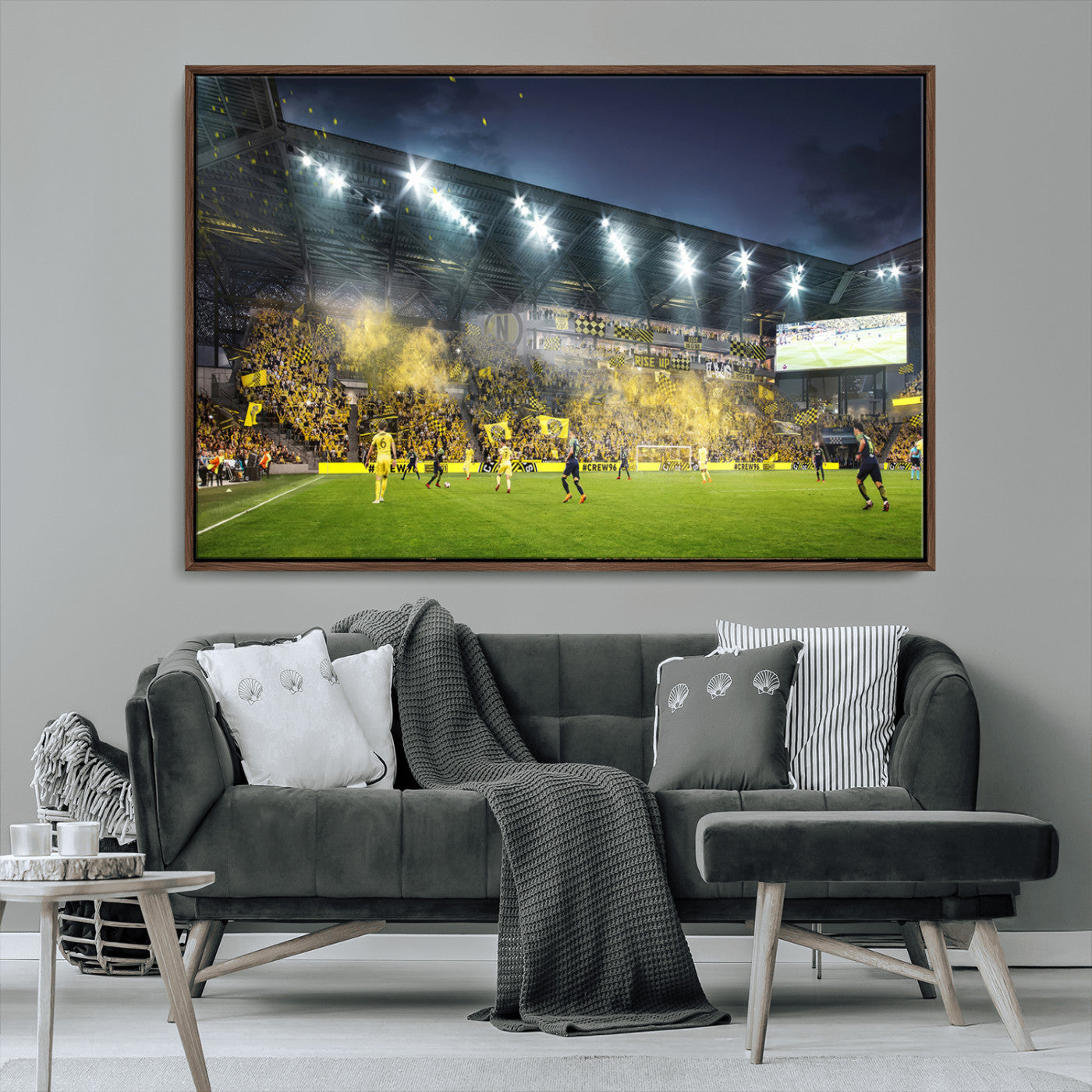 MGV-FC-36X24 - Columbus Crew Stadium Match Triple Canvas Wall Art - Dynamic MLS Game Scene Canvas Wall Art