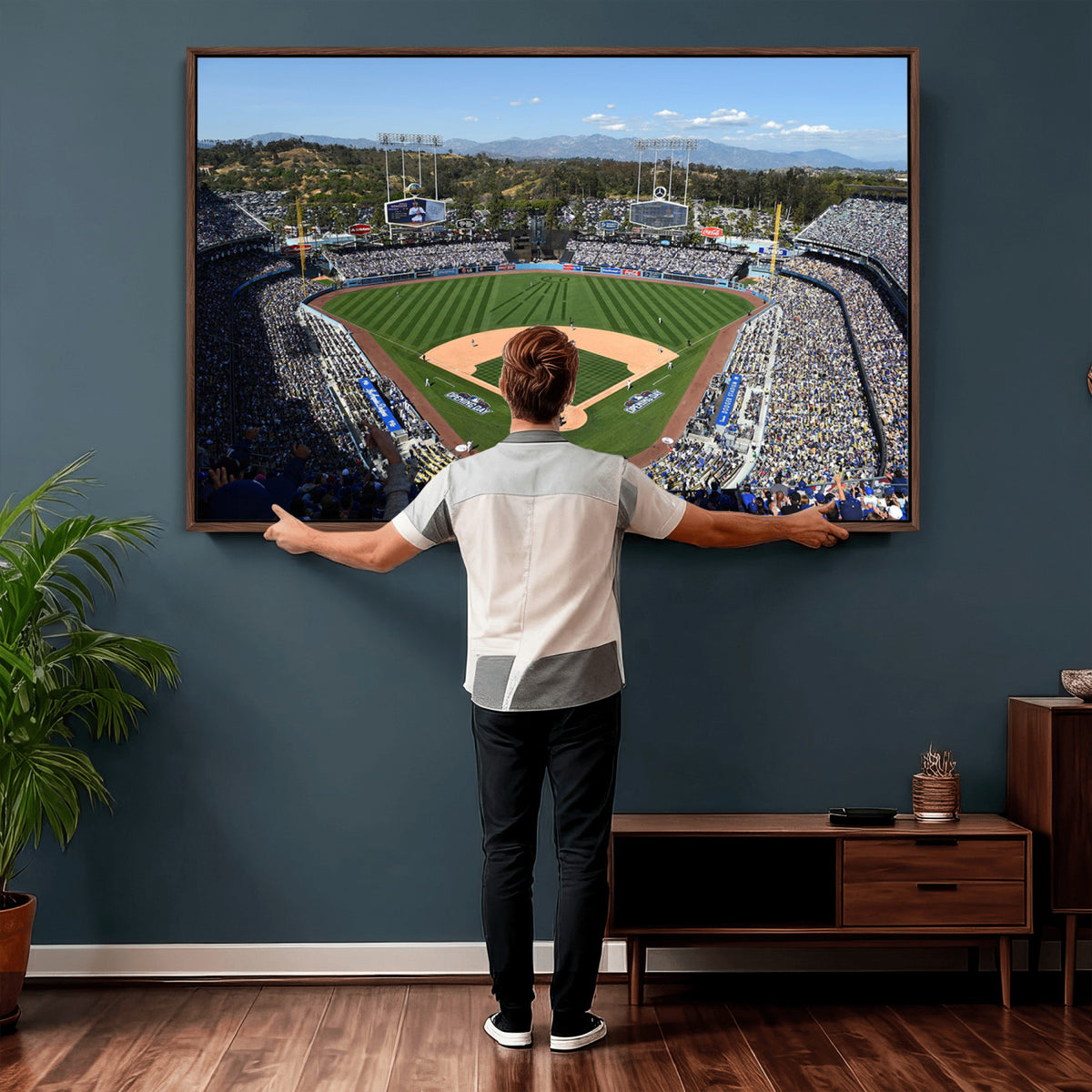 20436-MGV-CV-36X24 - Los Angeles Dodgers Dodger Stadium Wall Art Canvas Print, Framed and Ready to Hang