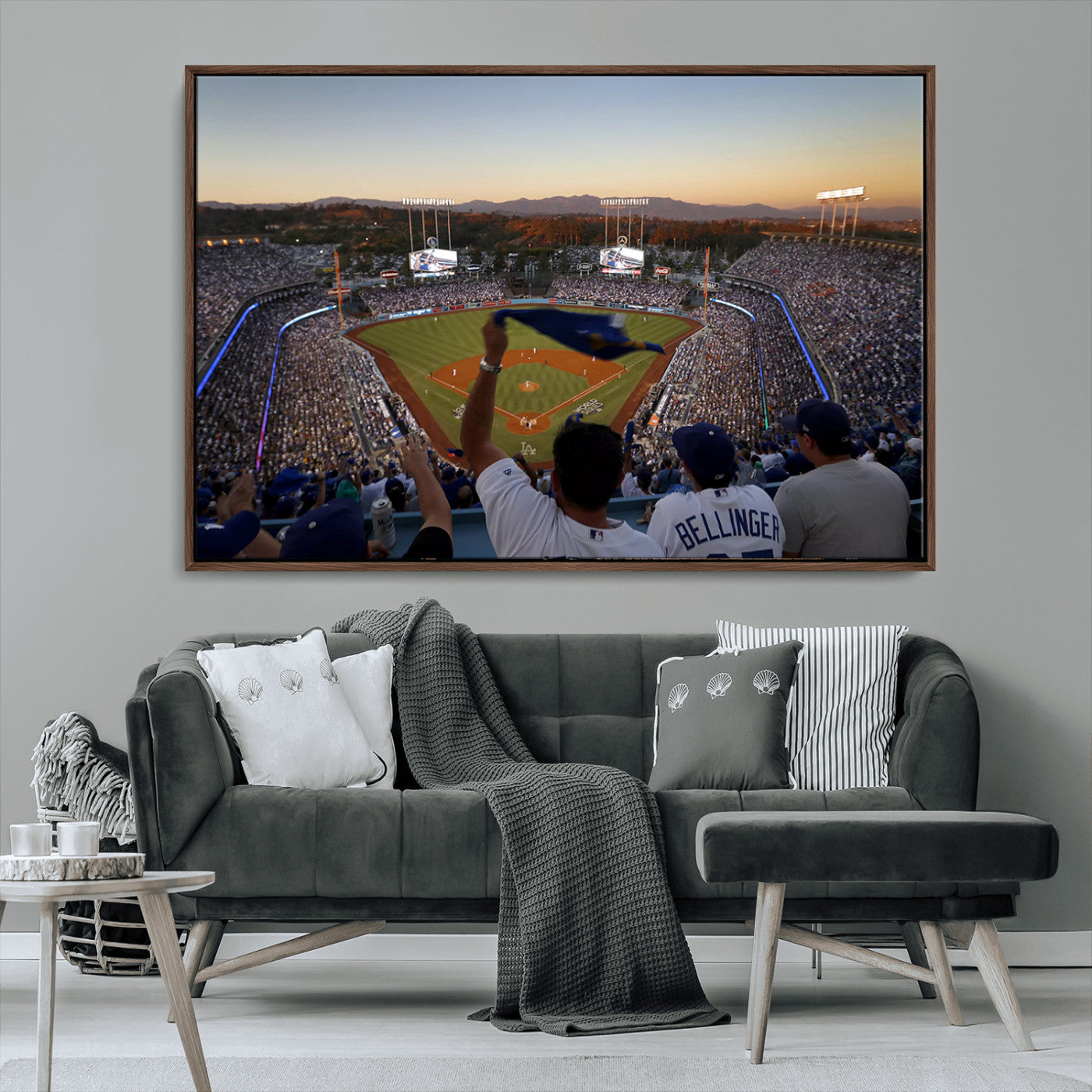 MGV-FC-36X24 - Dodger Stadium Sunset Game Triple Canvas Wall Art - Los Angeles Dodgers MLB Match
