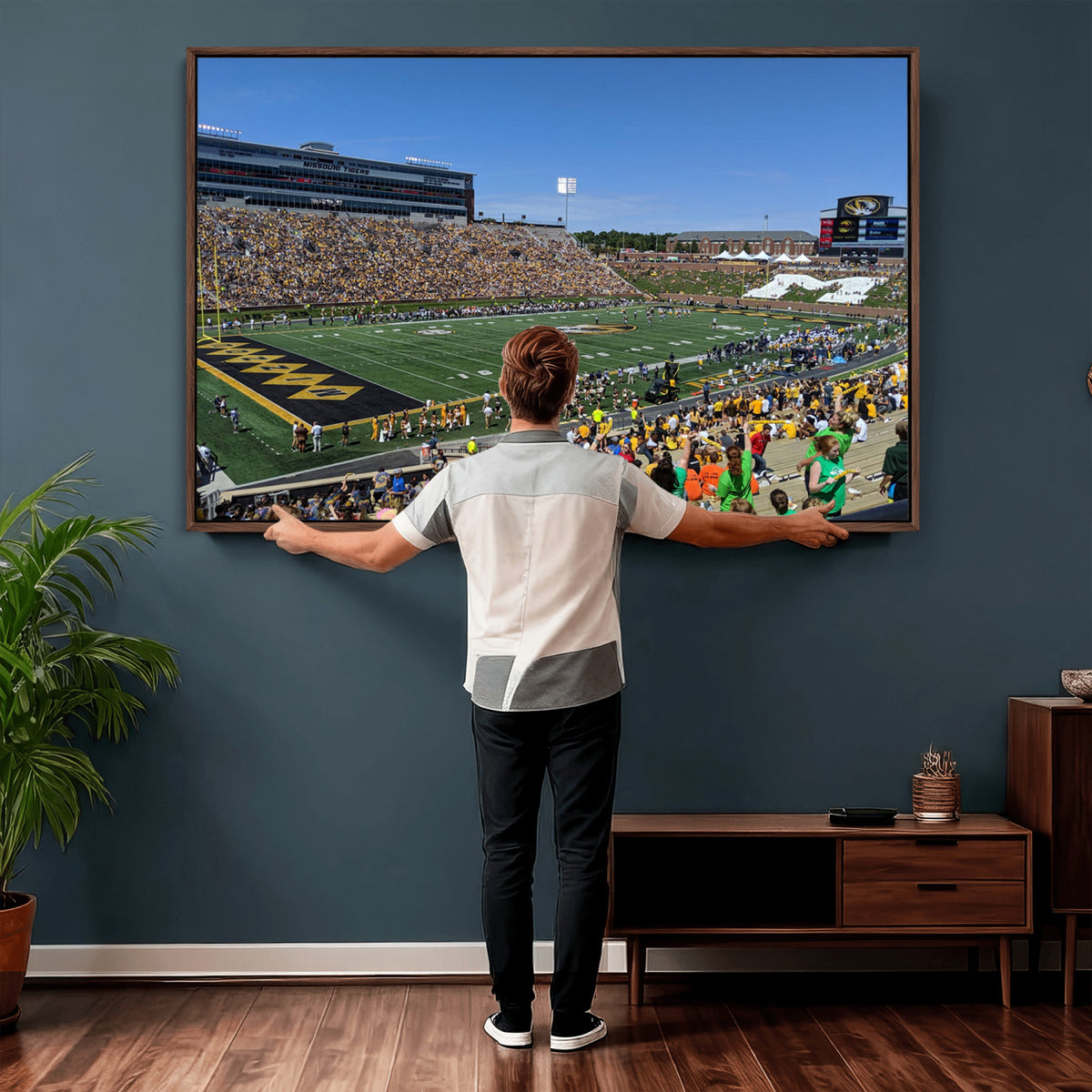 38399-MGV-CV-36X24 - University of Missouri Tigers Football Team Print, Columbia Faurot Field Memorial Stadium Wall Art
