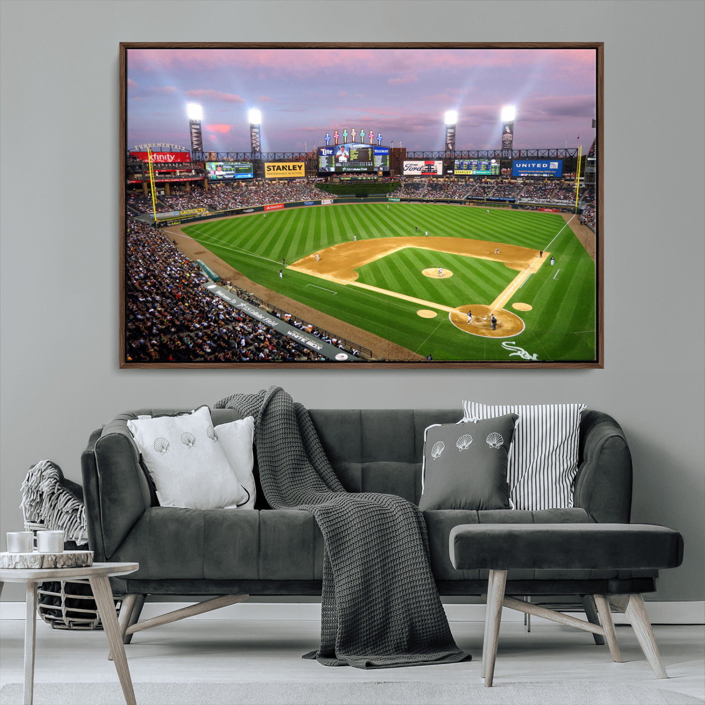 MGV-FC-36X24 - Chicago White Sox Baseball Team Print Canvas- Guaranteed Rate Field Stadium Wall Art Canvas Print
