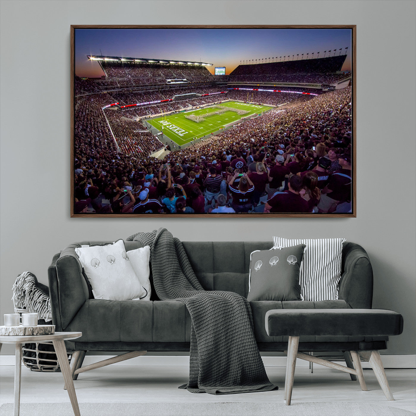 MGV-FC-36X24 - Texas A&M University Aggies Football Team Print - College Station Kyle Field Stadium Wall Art Canvas