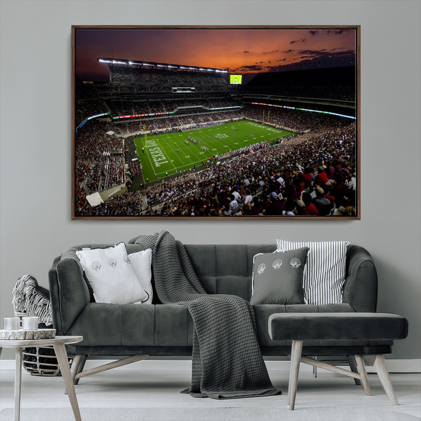 MGV-FC-36X24 - Texas A&M Aggies Football Team Print - College Station Kyle Field Stadium Wall Art Canvas Print