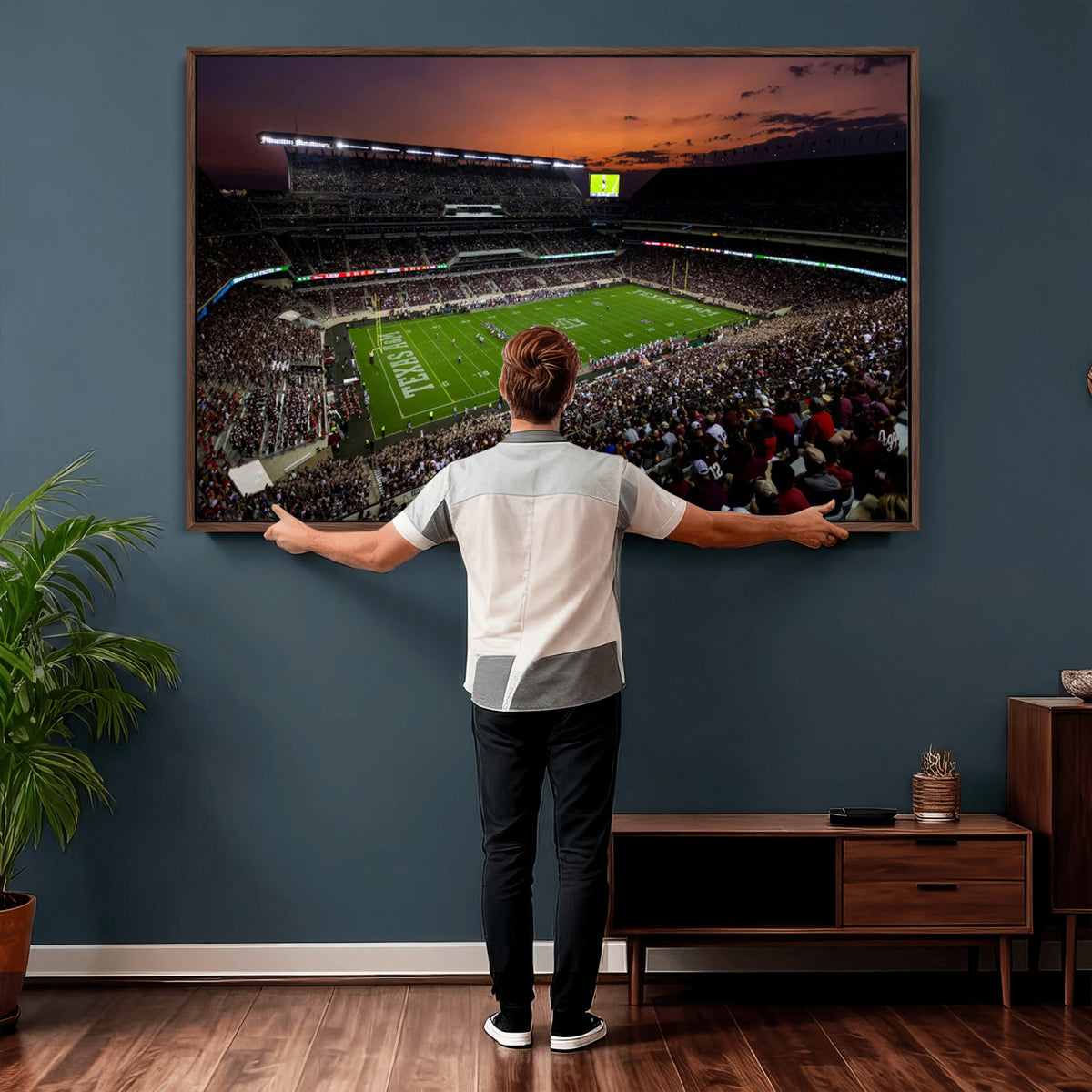 45603-MGV-CV-36X24 - Texas A&M University Aggies Football Team Print, College Station Kyle Field Stadium Wall Art