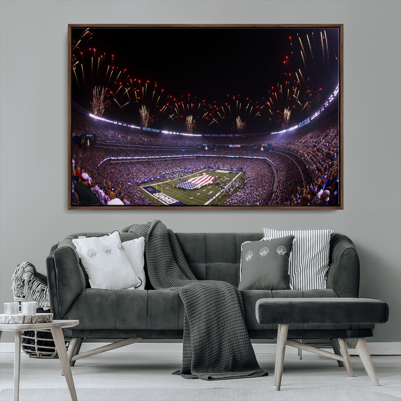 MGV-FC-36X24 - New York Giants Football Team Print - East Rutherford MetLife Stadium Wall Art Canvas Print