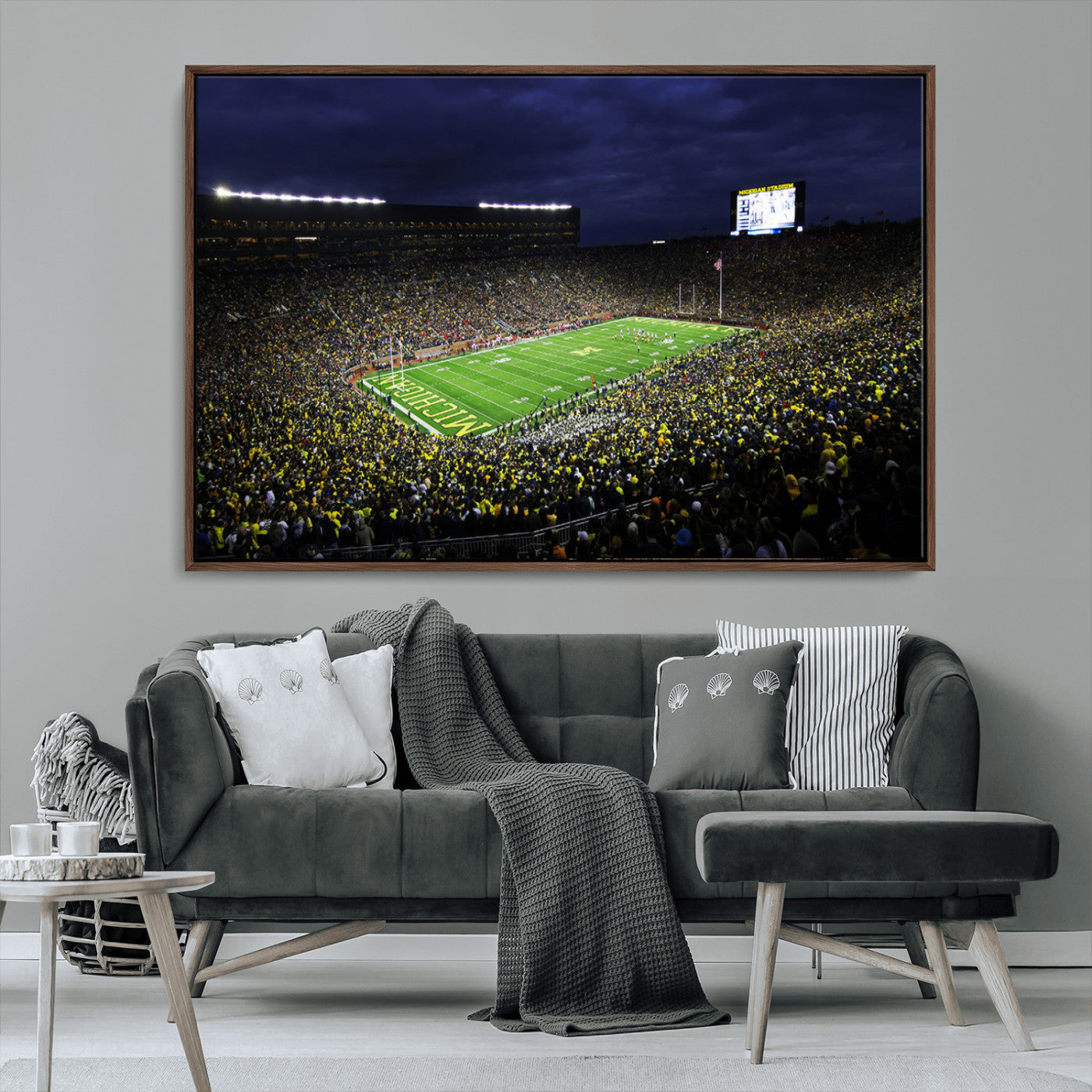 MGV-FC-36X24 - Michigan Wolverines Football Canvas Wall Decor, Football Team Print - Ann Arbor Michigan Stadium