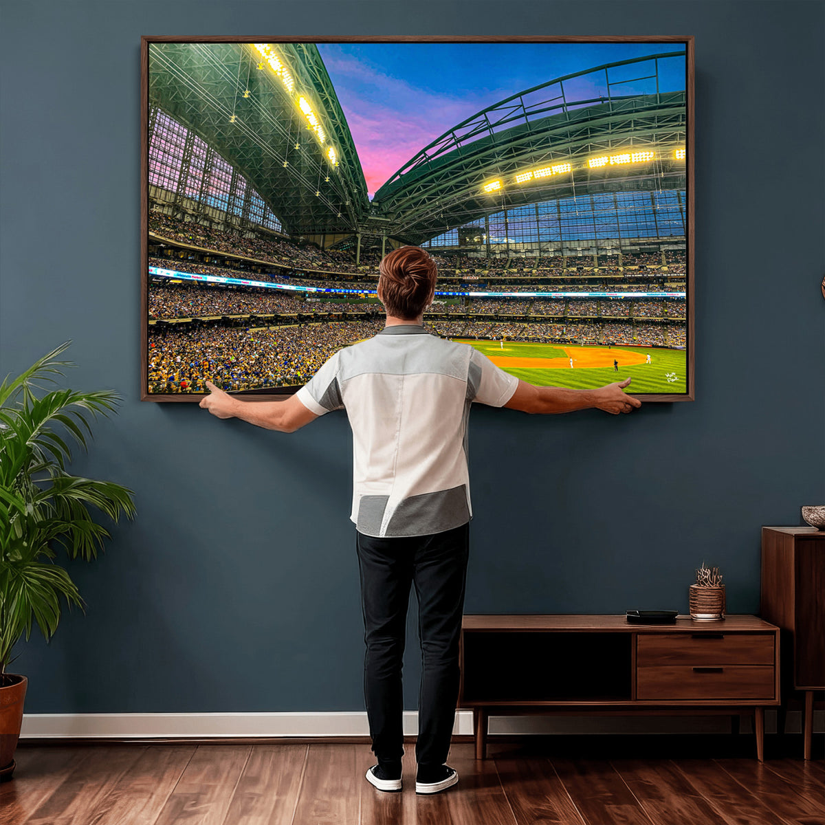 17006-MGV-CV-36X24 - Milwaukee Brewers Baseball Team Print Canvas, American Family Field Stadium Wall Art