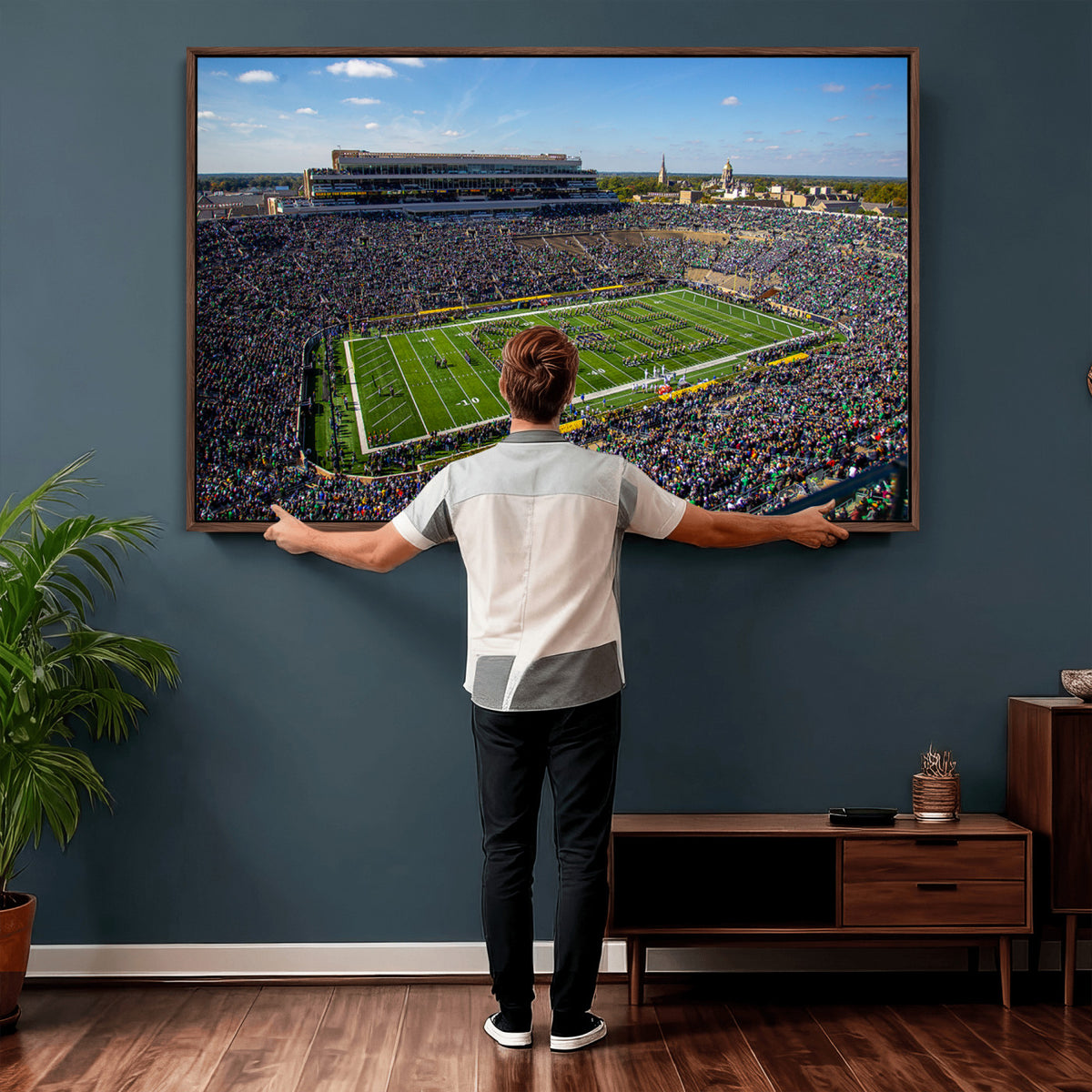 50114-MGV-CV-36X24 - Notre Dame Fighting Irish Football Team Print, Notre Dame Stadium Wall Art