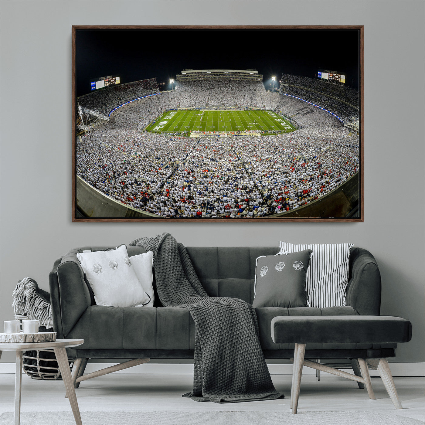 MGV-FC-36X24 - Beaver Stadium Night Game Triple Canvas Wall Art - Penn State Nittany Lions Football Match