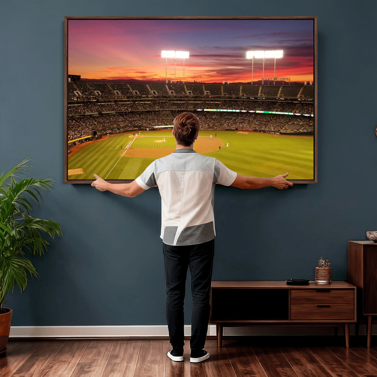 73718-MGV-CV-36X24 - Oakland Athletics Baseball Team Print, Oakland Coliseum