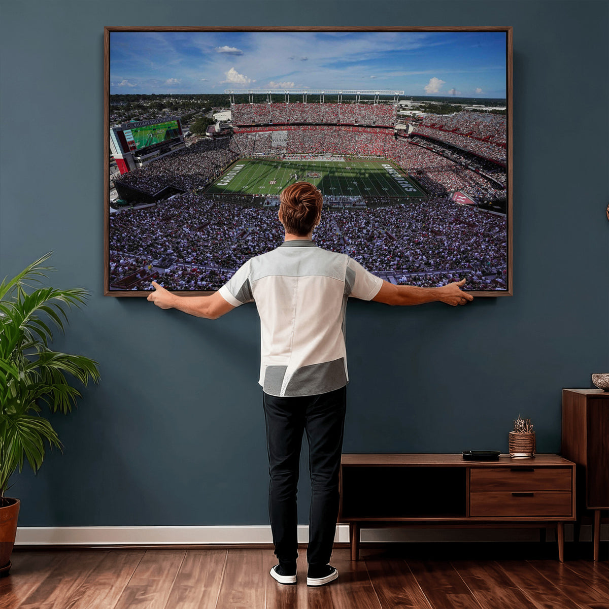 83382-MGV-CV-36X24 - South Carolina Gamecocks Football Team Print, Columbia Williams-Brice Stadium Wall Art