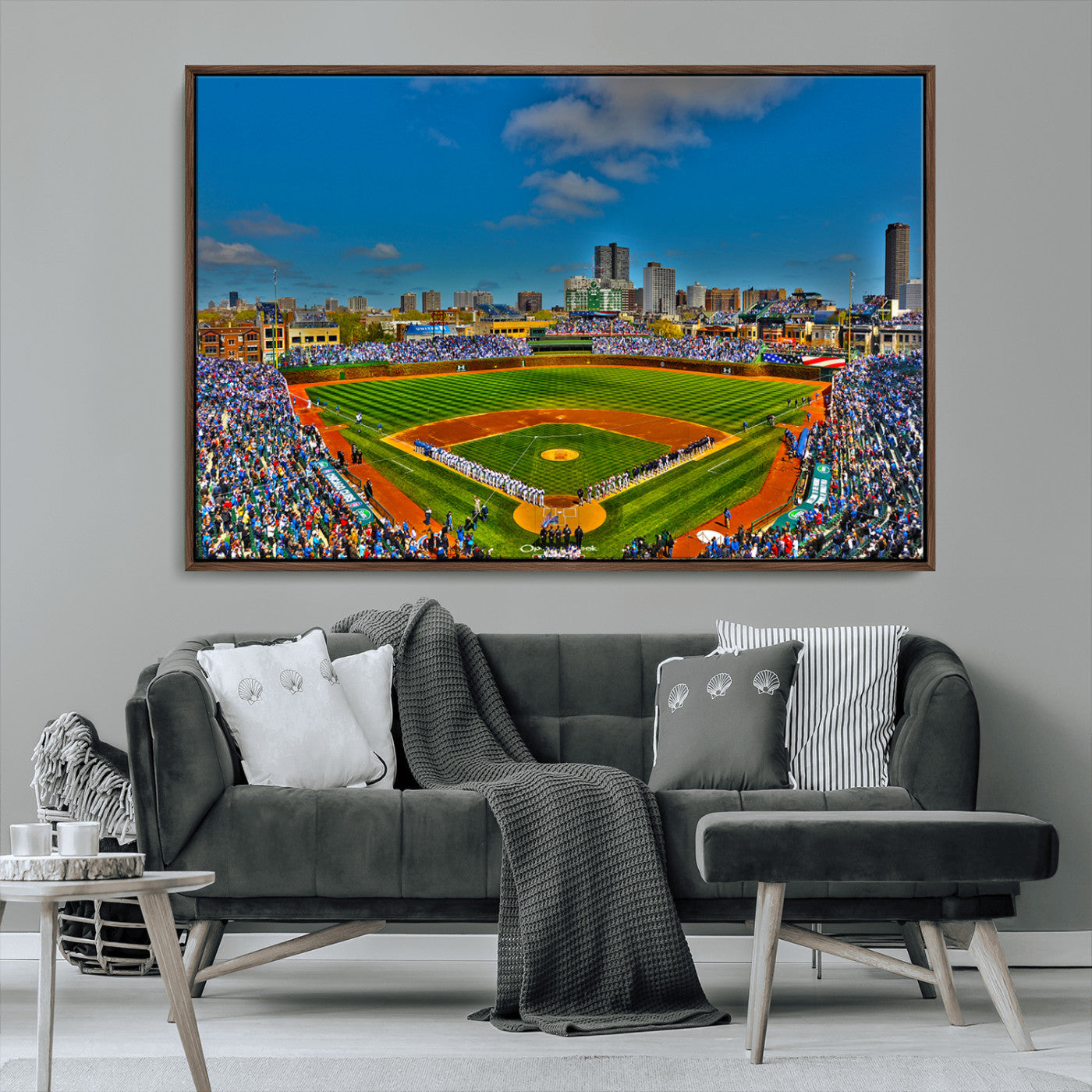 MGV-FC-36X24 - Wrigley Field Chicago Cubs Canvas Wall Art - Iconic Baseball Stadium Print for Sports Lovers - Ready