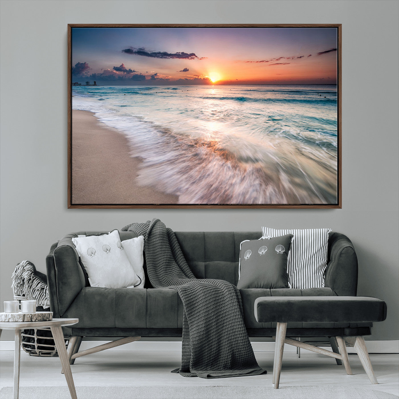 MGV-FC-36X24 - Sunset Beach Wall Art – Soothing Coastal Landscape, Ready to Hang for Tranquil Home Decor