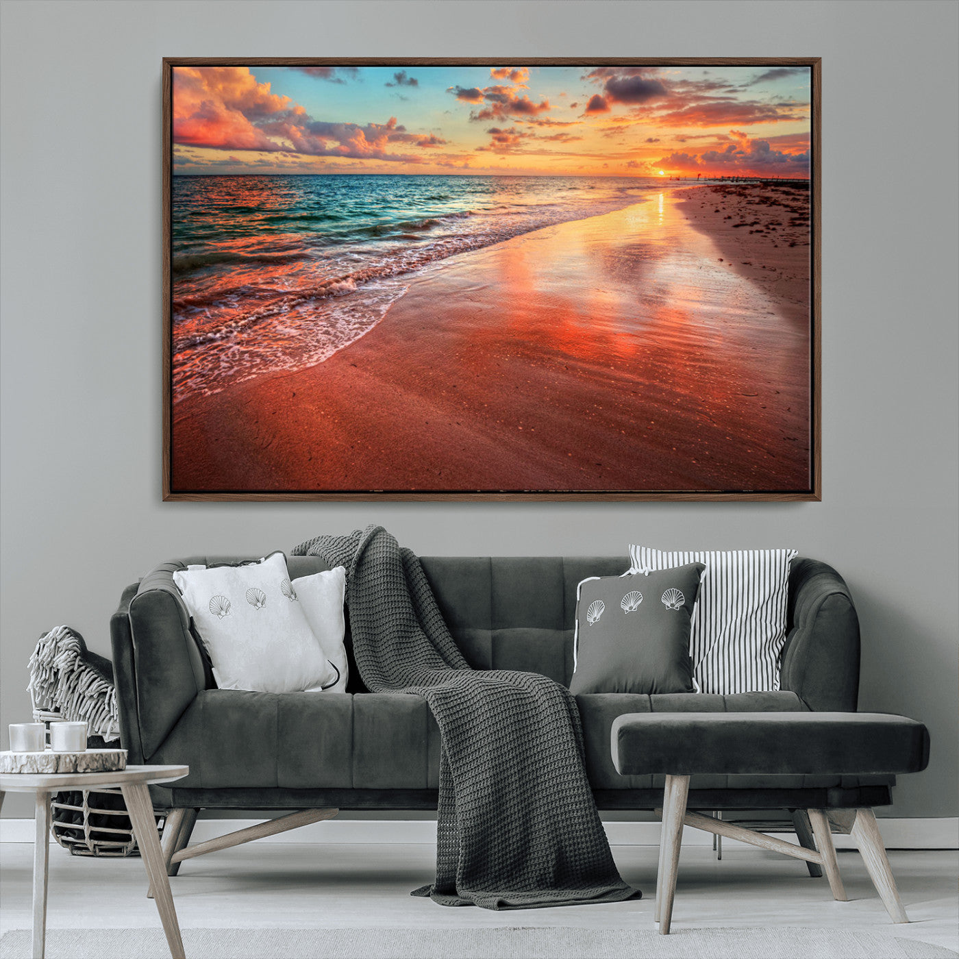 MGV-FC-36X24 - Sunset Beach Wall Art | Ocean Canvas Print | Coastal Wall Art | Tranquil Sunset Canvas Print