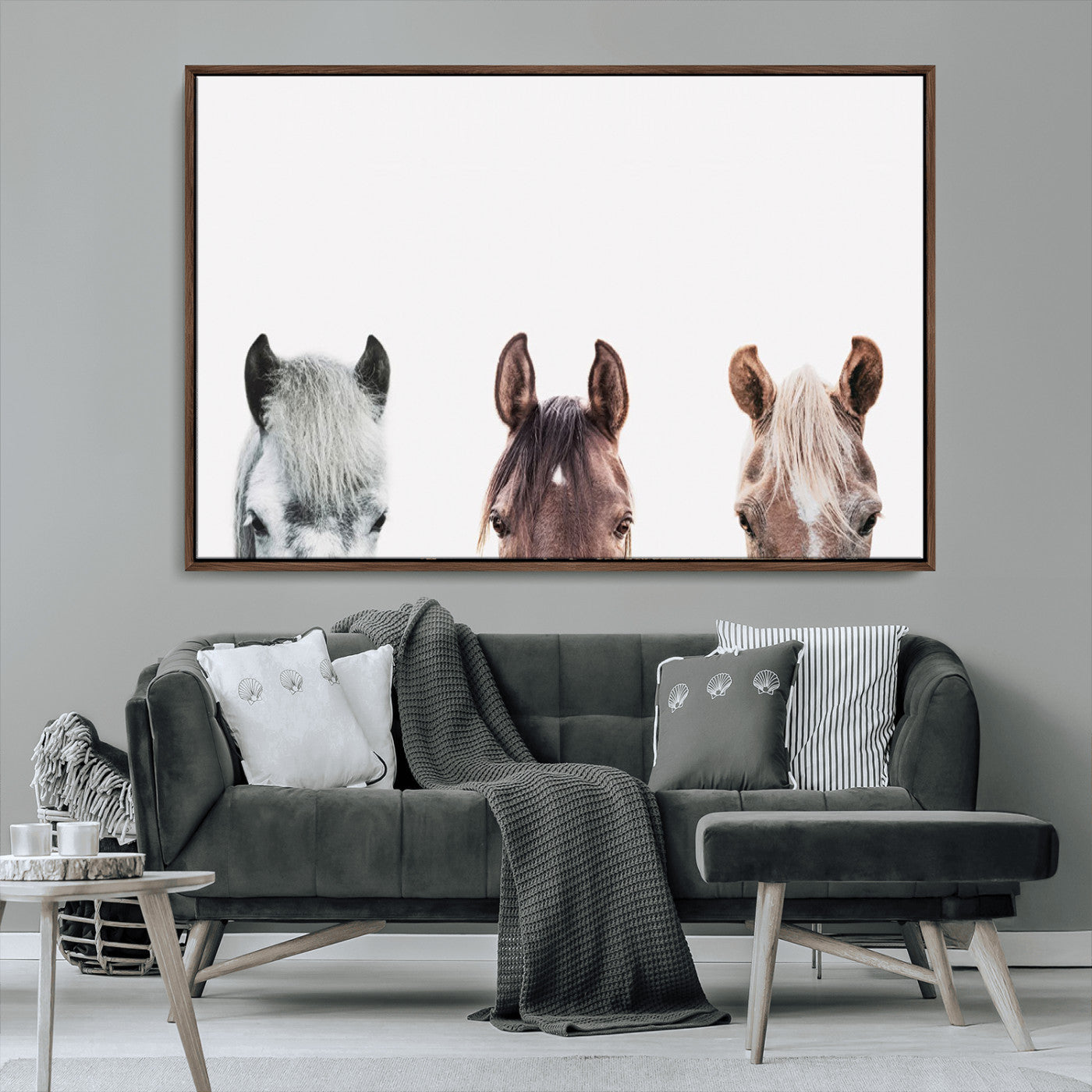 MGV-FC-36X24 - Horse Wall Art - Minimalist Horse Triptych Wall Art – Modern 3-Panel Giclée Canvas Featuring Horse