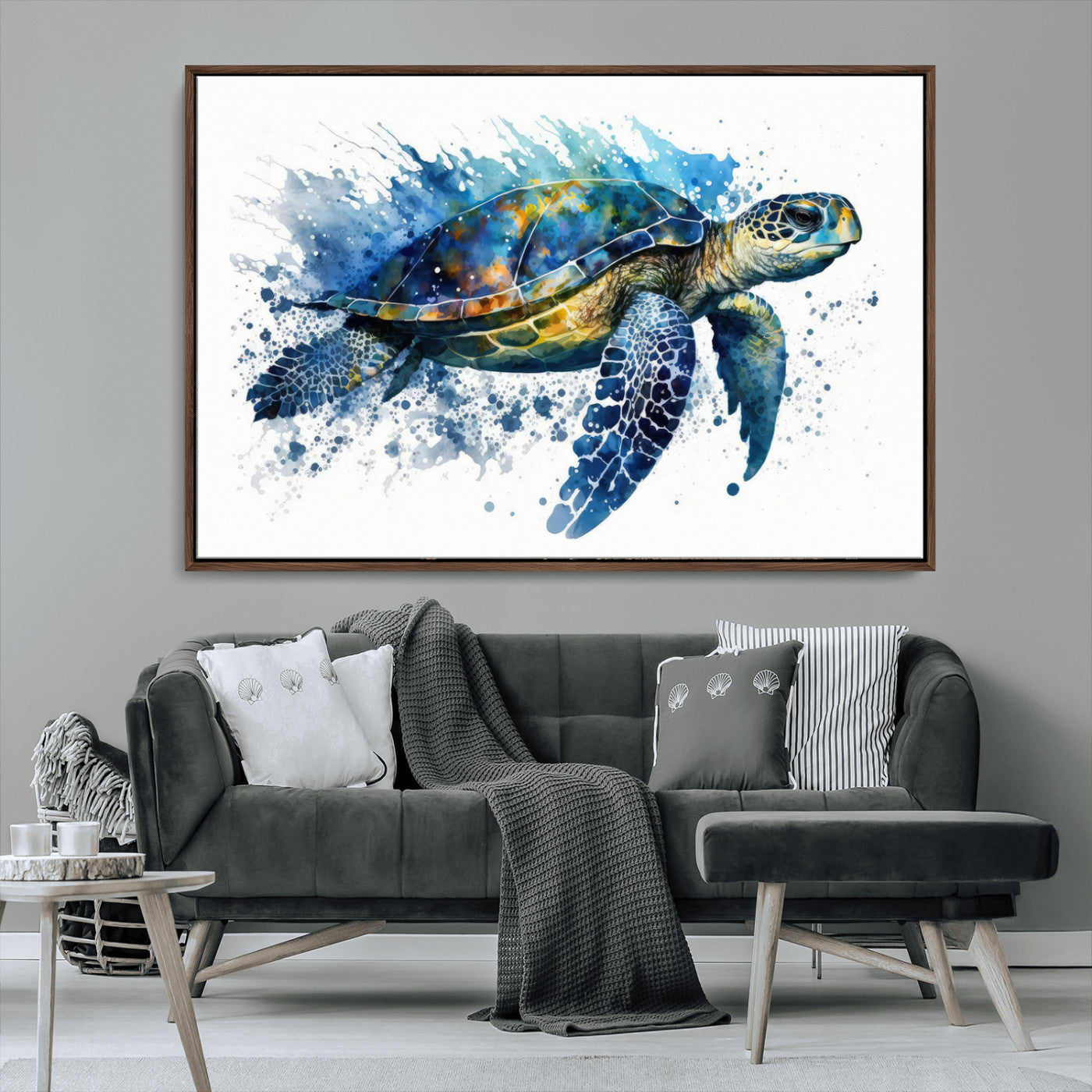 MGV-FC-36X24 - Watercolor Turtle Wall Art Canvas Print for Decoration