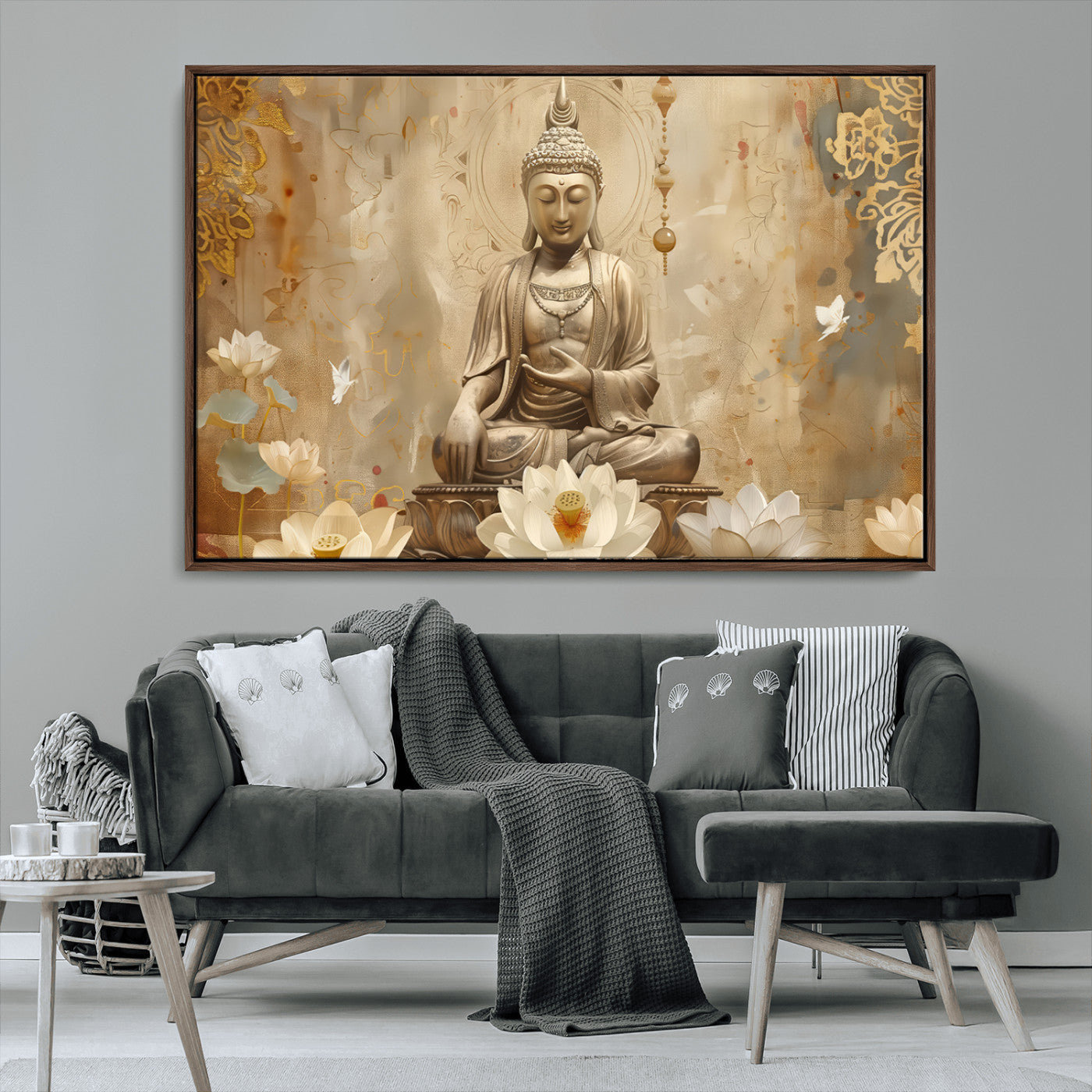 MGV-FC-36X24 - Buddha Wall Art Canvas Print, Buddha Meditation Room Decor, Yoga Room Wall Decor