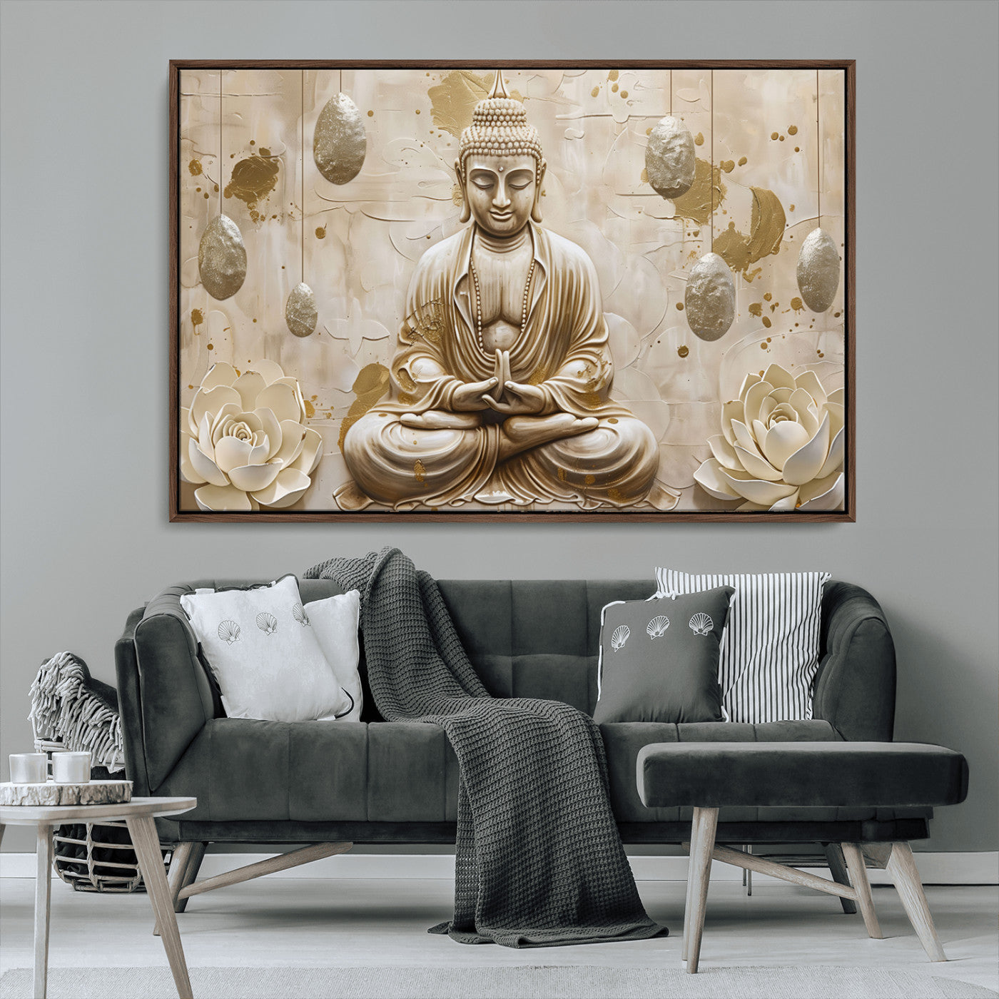 MGV-FC-36X24 - Serene Buddha Wall Art | Yoga Room Decor and Meditation Wall Art Print | Framed and Ready to Hang