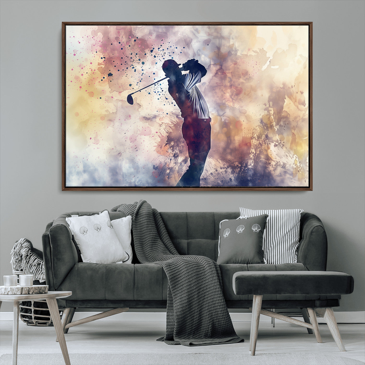 MGV-FC-36X24 - Abstract Watercolor Golf Player Wall Art Canvas Print
