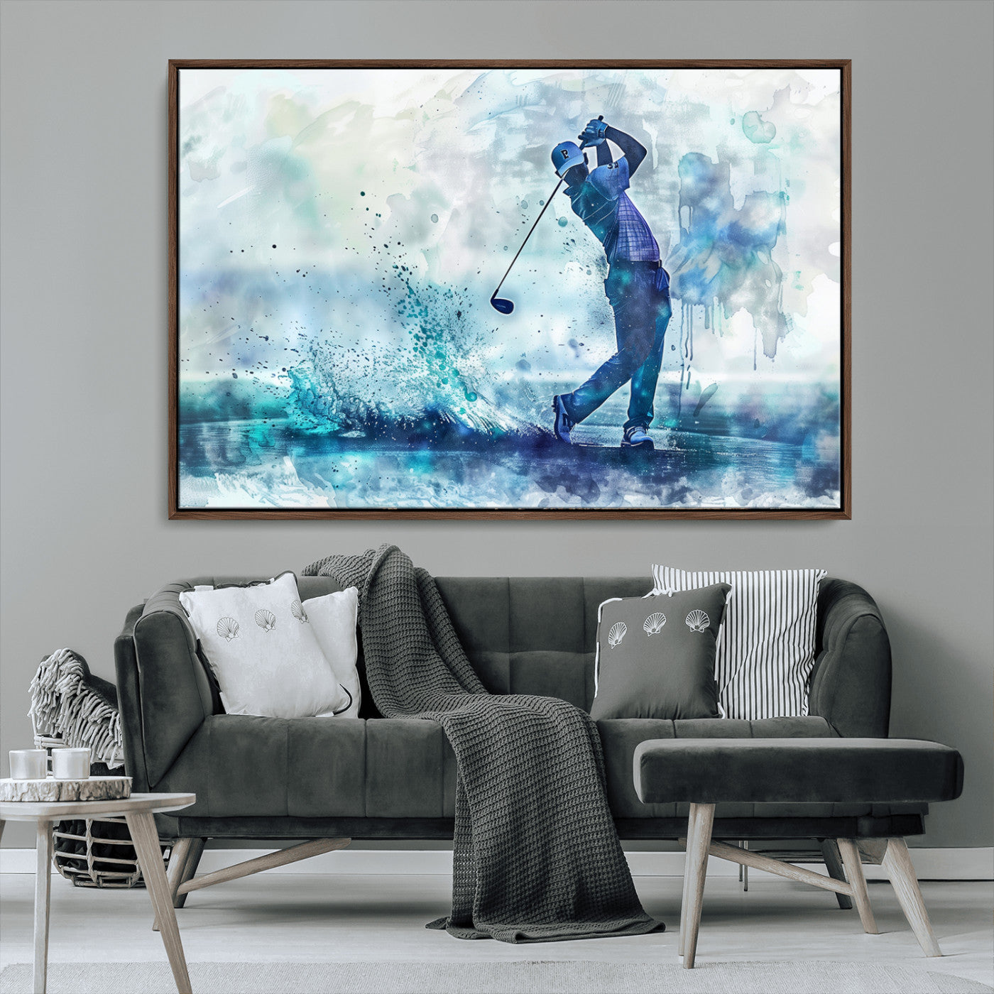 MGV-FC-36X24 - Golf Swing Wall Art Canvas Print - Sports-Inspired Watercolor Decor - Ready to Hang
