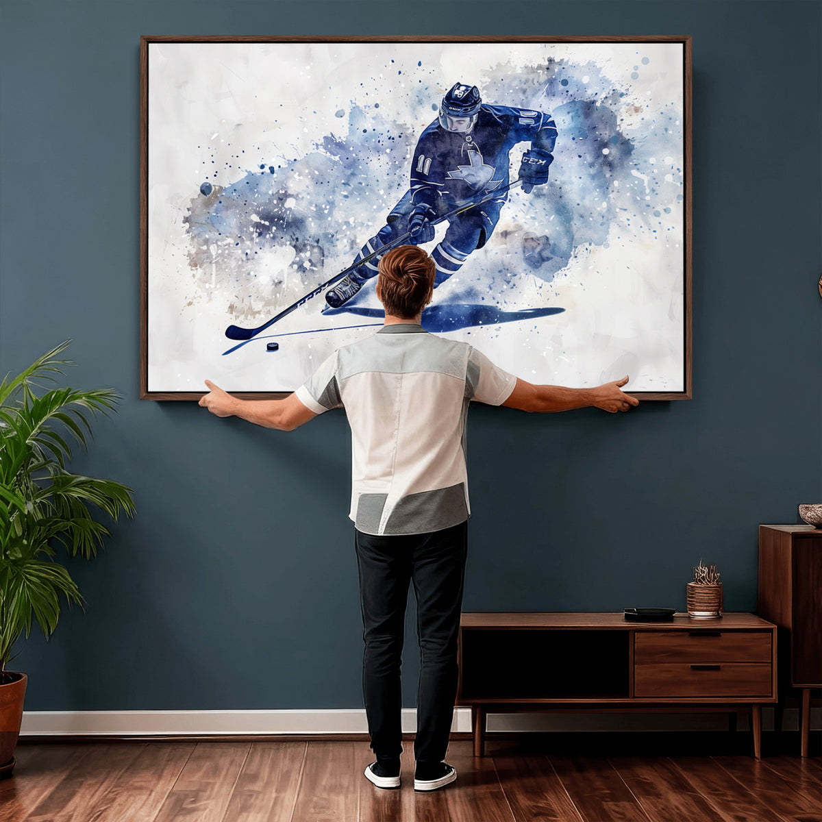 39795-MGV-CV-36X24 - Hockey Player Wall Art Canvas Print