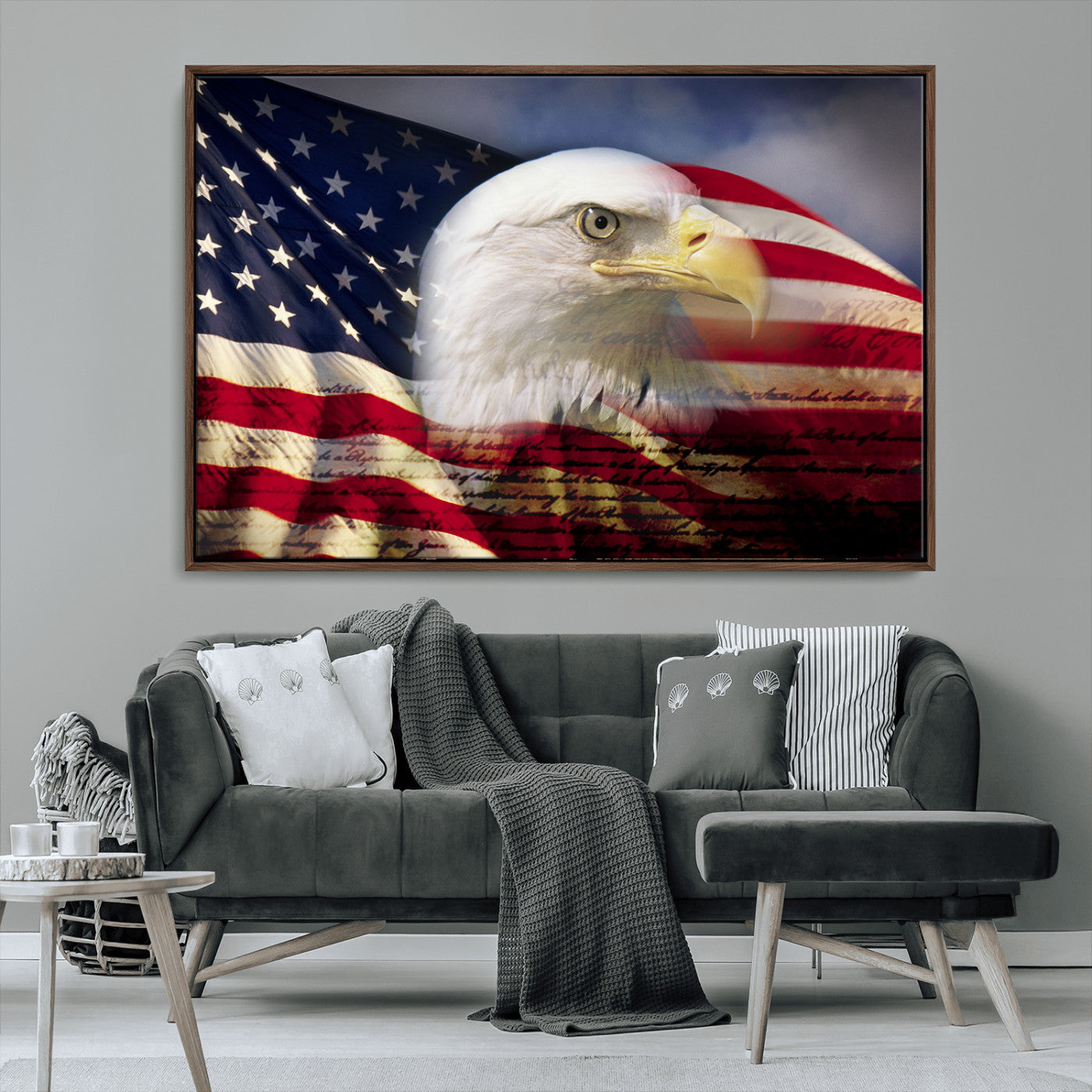 MGV-FC-36X24 - American Flag Eagle Symbol Wall Art, American Flag Eagle Wall Art Canvas Print