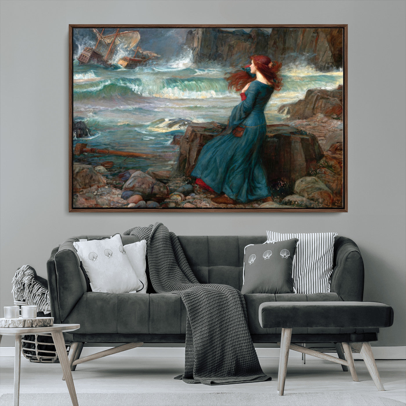 -Miranda by the Shore Wall Art Canvas Print – Tempest Scene Ocean Storm – Ready to Hang