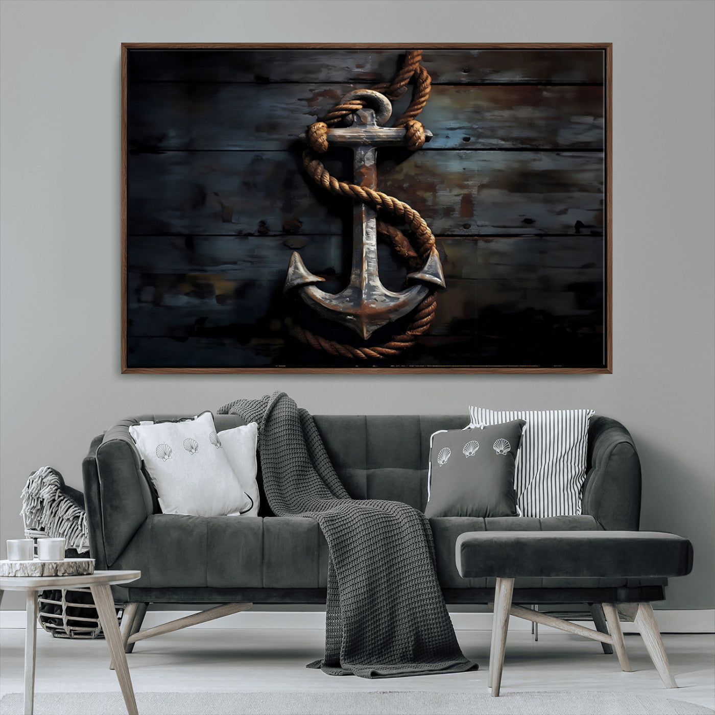 MGV-FC-36X24 - 3 Panel Grunge Abstract Anchor Wall Art Canvas Print Set