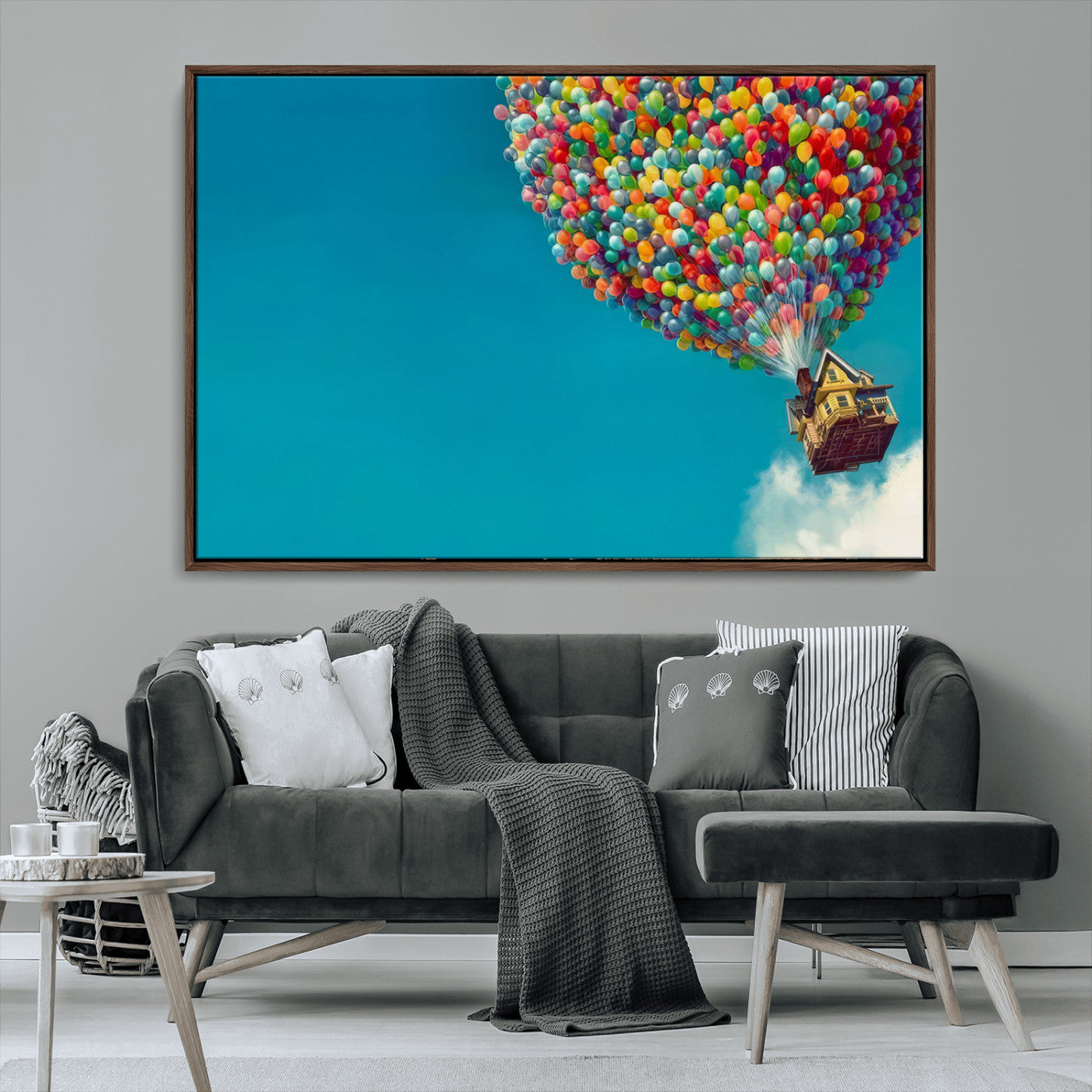 MGV-FC-36X24 - Carl Fredricksen, Up Movie Wall Art, Colorful Balloon House Art | Whimsical Wall Decor for Living