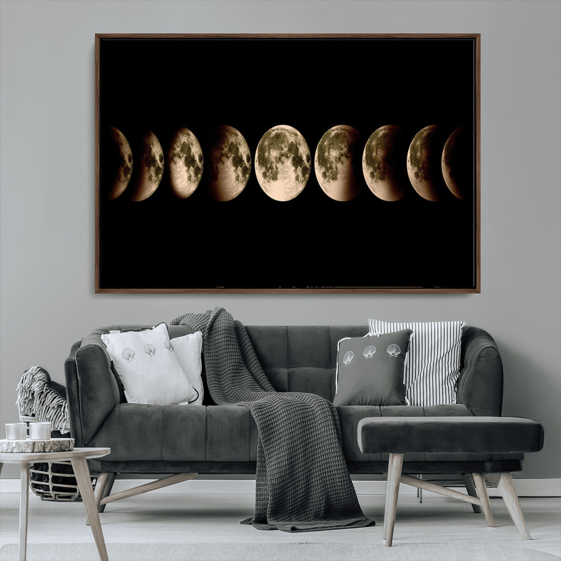 Phases of the Moon Wall Art, Canvas Print for Modern Wall Decor | Extra Large 3 Piece Canvas Wall Art