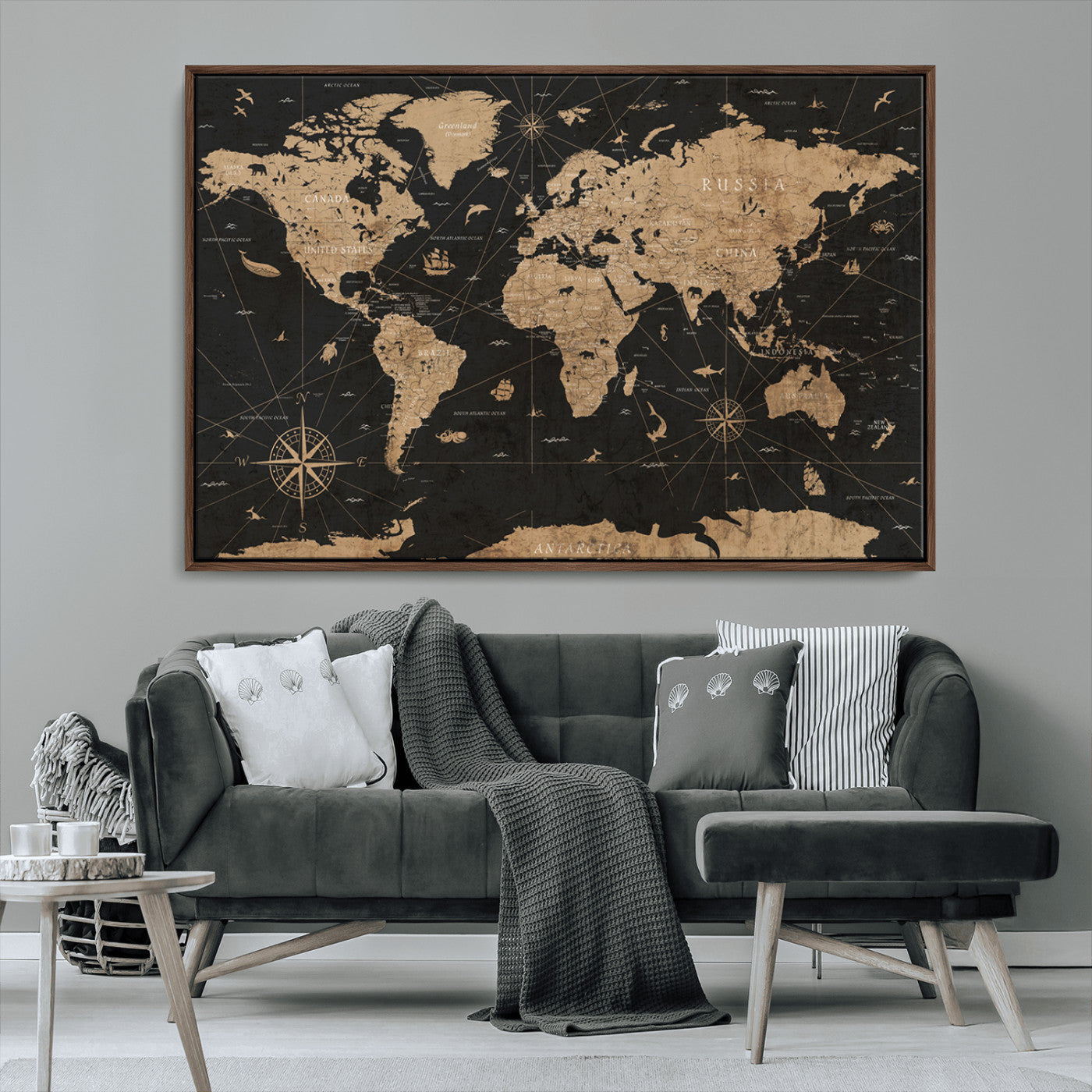 61023-MGV-CV-36X24-World Map Canvas Print – Framed Wall Art for Home Decor