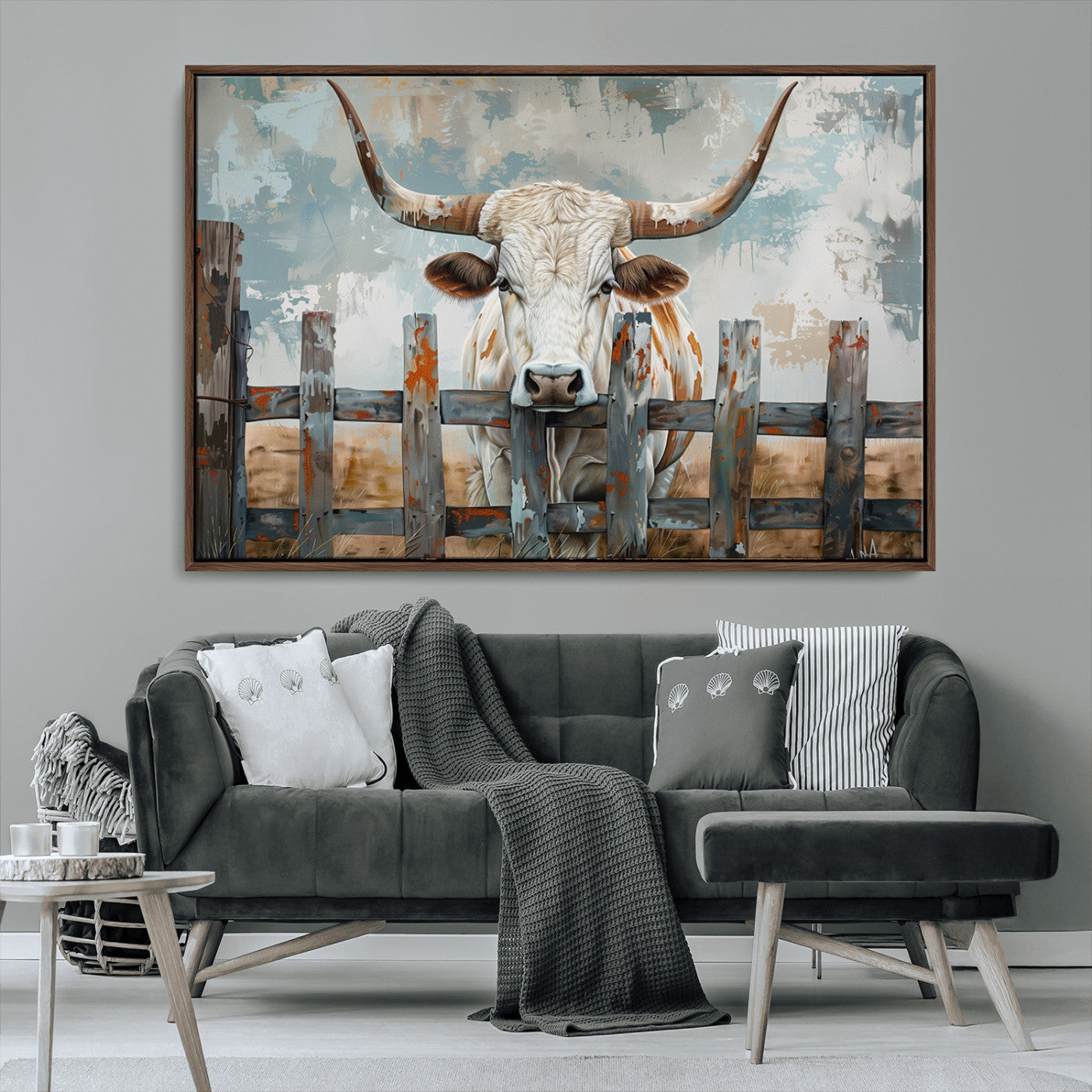 MGV-FC-36X24 - Vintage Cow Wall Art Canvas Print for Farmhouse Wall Decor Theme, Cattle Wall Art Print