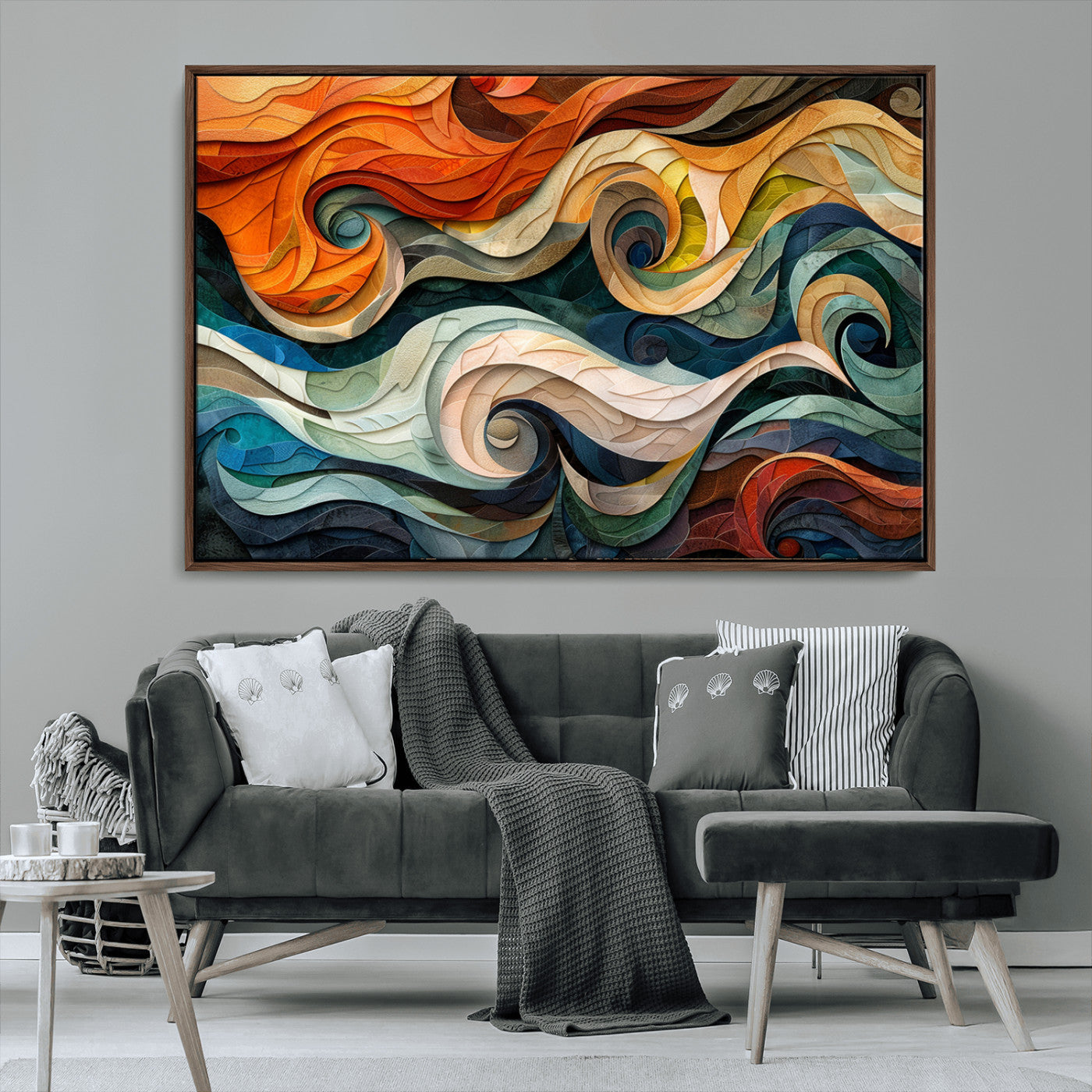 MGV-FC-36X24 - Abstract Wave Wall Art | Ready to Hang Framed Canvas Print | Vibrant Home Decor for Modern Spaces