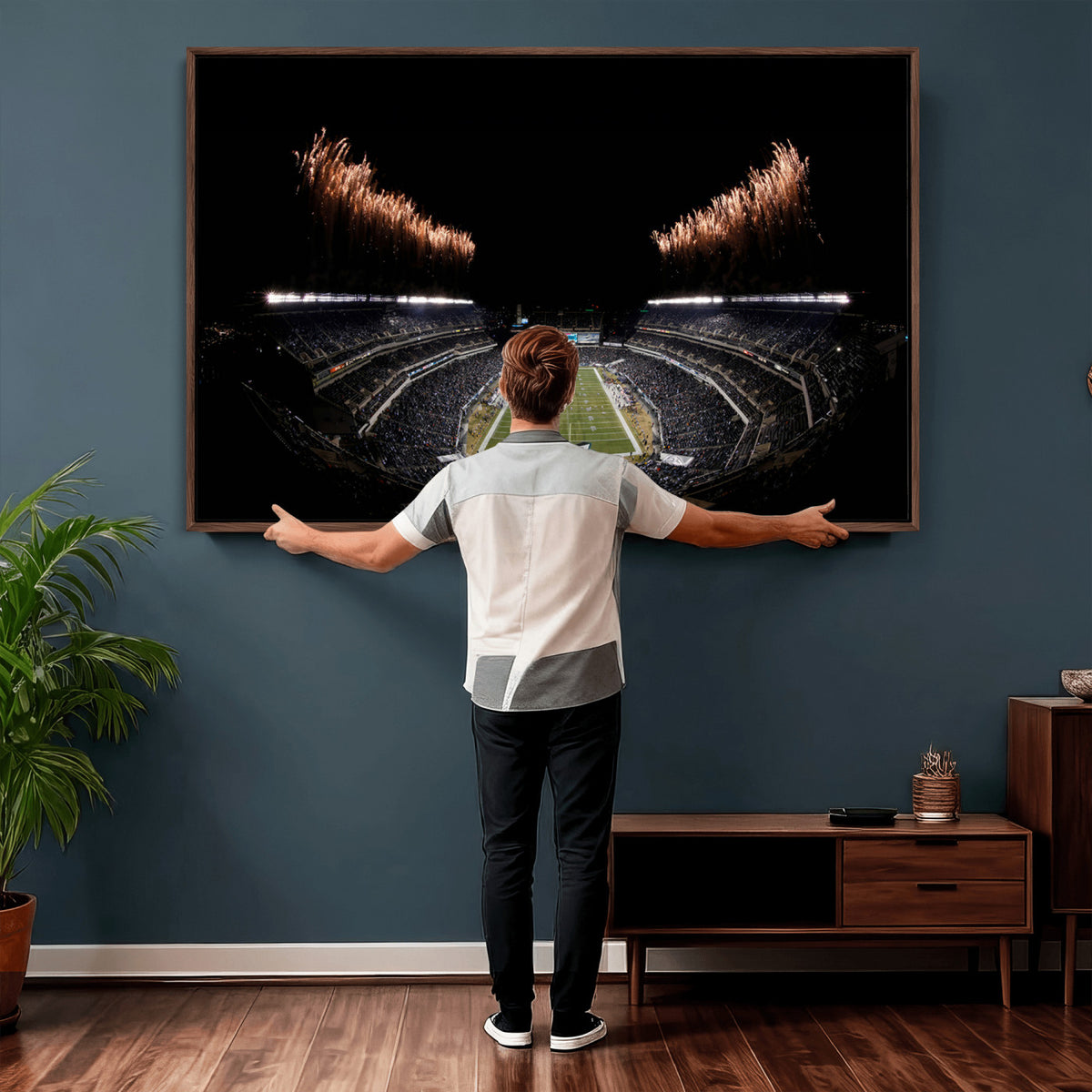 89680-MGV-CV-36X24 - Eagles Field Stadium Wall Art, Philadelphia Eagles Football, Framed and Ready to Hang