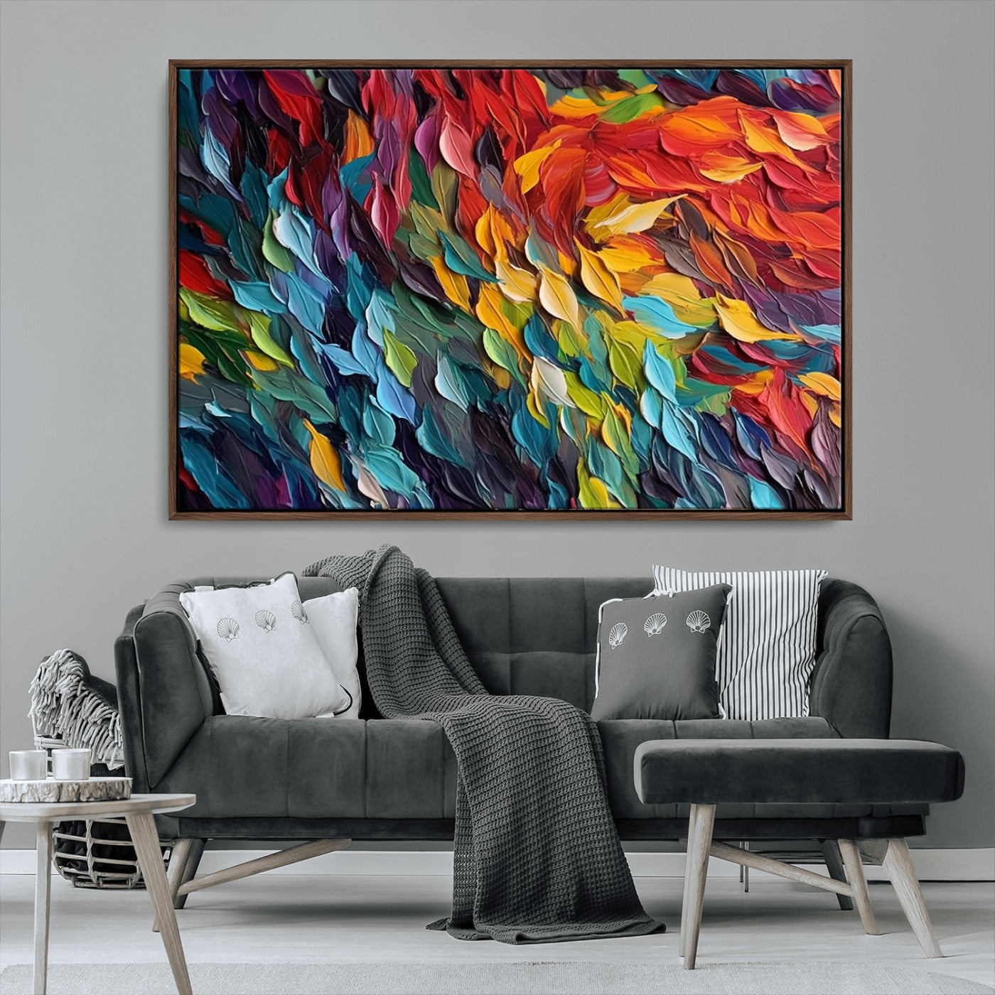 -Vibrant Abstract Leaf Wall Art Canvas Print | Bold Colorful Canvas for Living Room or Office | Ready