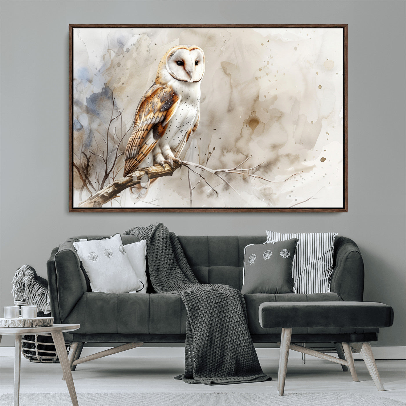 MGV-FC-36X24 - Barn Owl Wall Art | Watercolor Canvas Print | Perfect for Farmhouse Wall Decor | Ready to Hang