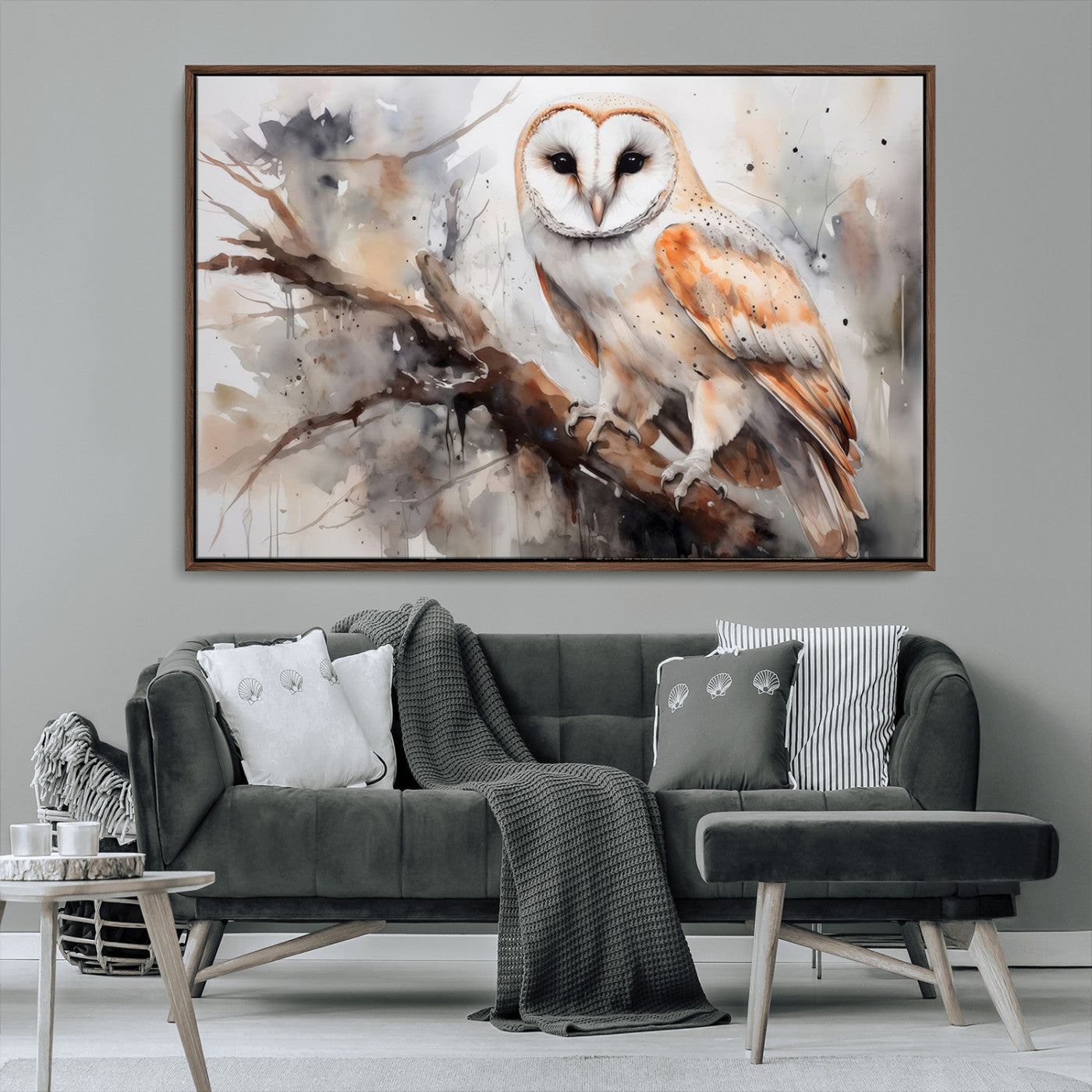 MGV-FC-36X24 - Barn Owl Wall Art | Watercolor Barn Owl Canvas Print | Perfect for Farmhouse Wall Decor | Ready to