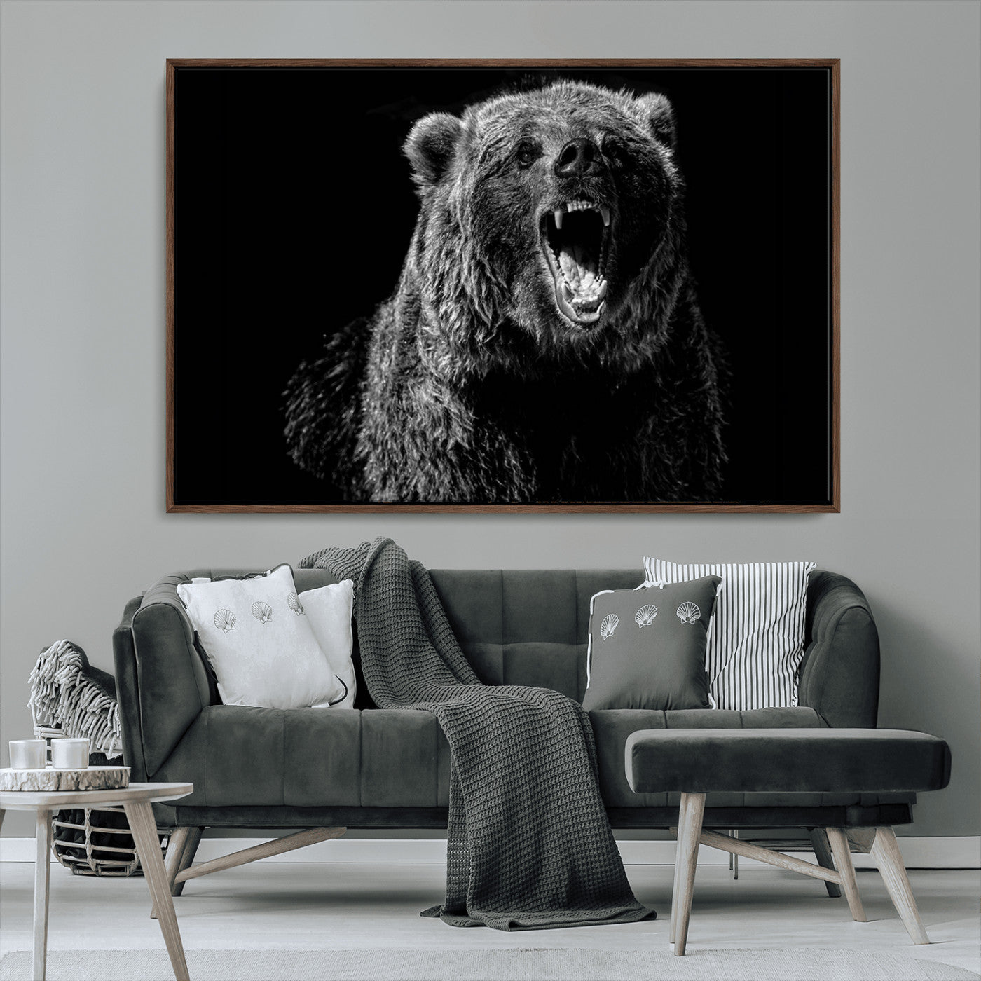MGV-FC-36X24 - Bear Canvas Print | Wildlife Wall Art for Cabin Decor | Ready to Hang Framed