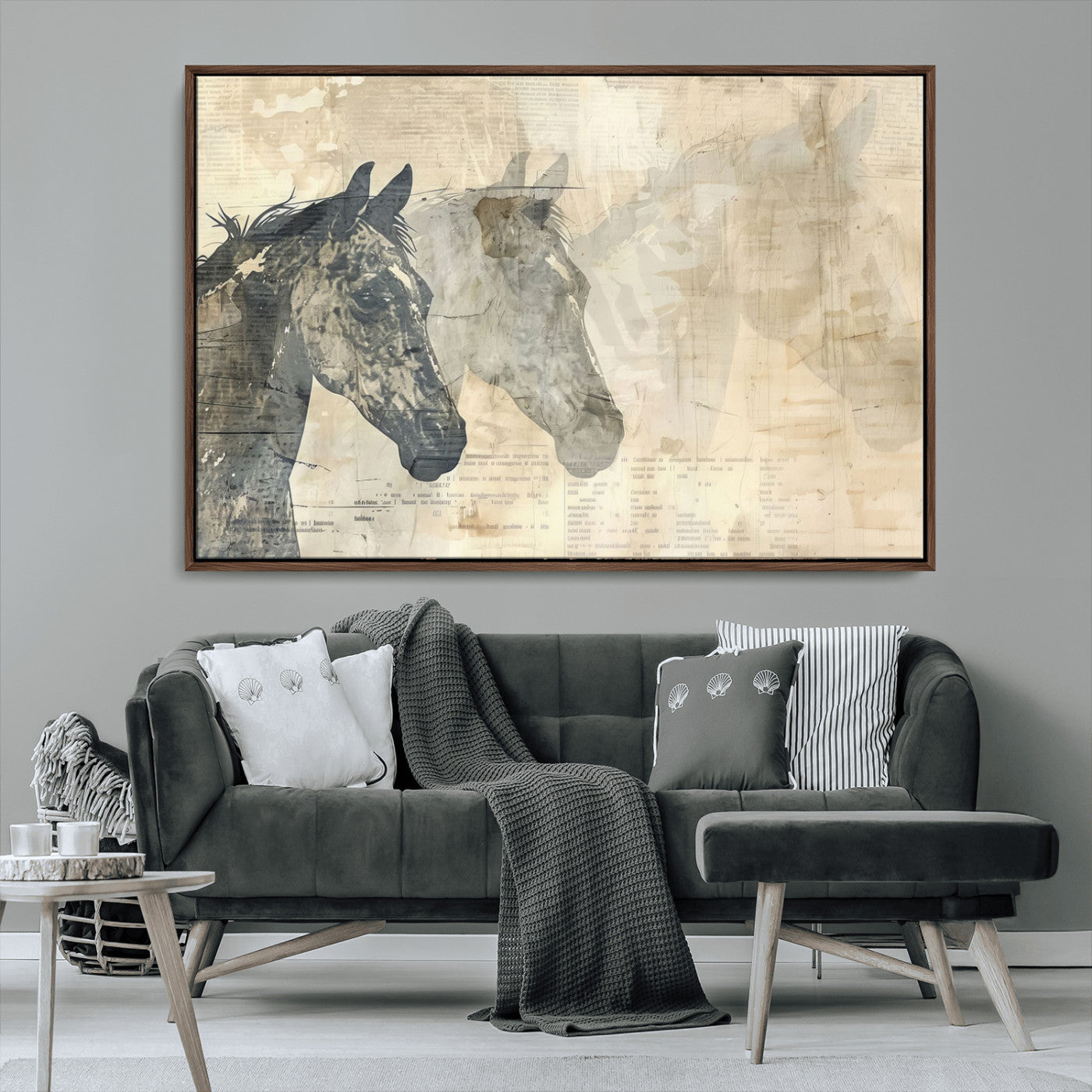 MGV-FC-36X24 - Abstract Horse Canvas Print | Modern Farmhouse Wall Art | Ready to Hang Framed