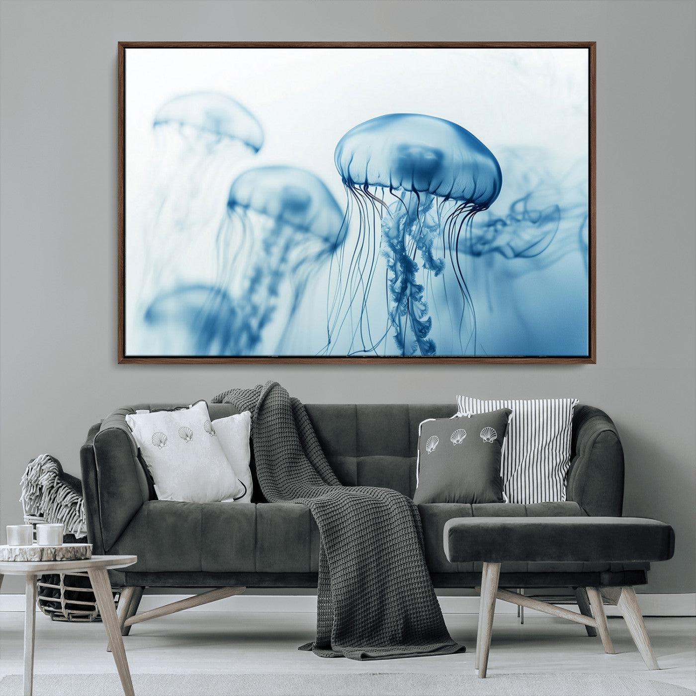 MGV-FC-36X24 - Blue Jellyfish Wall Art Canvas Print