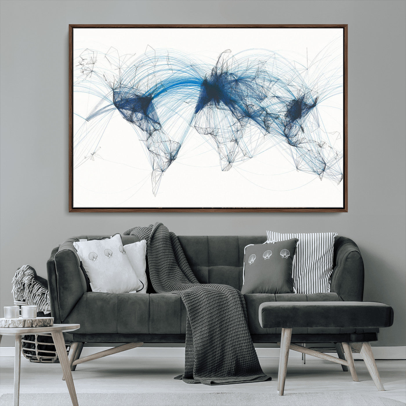 MGV-FC-36X24 - Push Pin World Map Canvas Print – Framed Wall Art for Couples to Track Their Travels – Anniversary